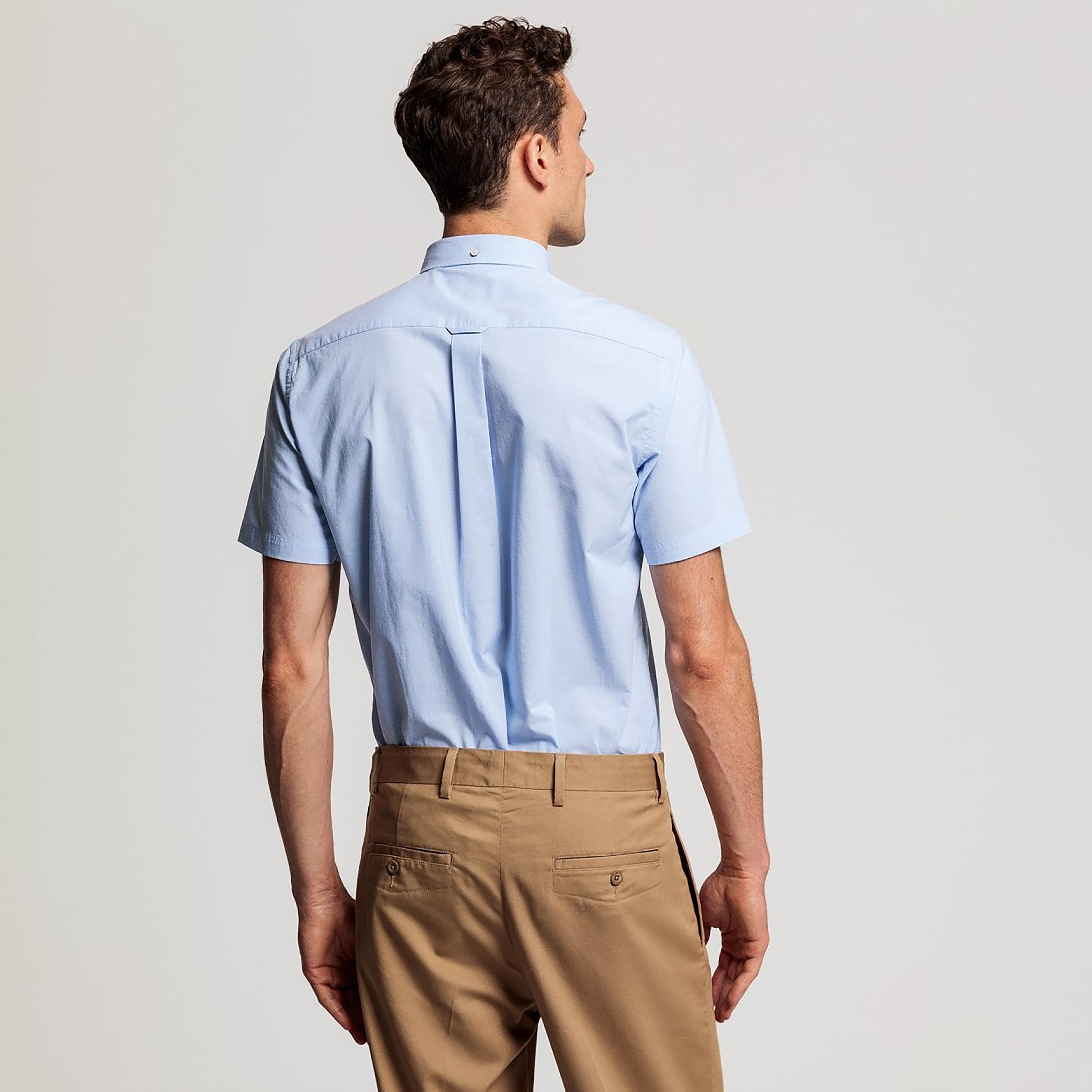 Gant Logo Detail Button Down Collar Short Sleeves Shirt with Patch Pocket-men-clothing-shirts-image-3