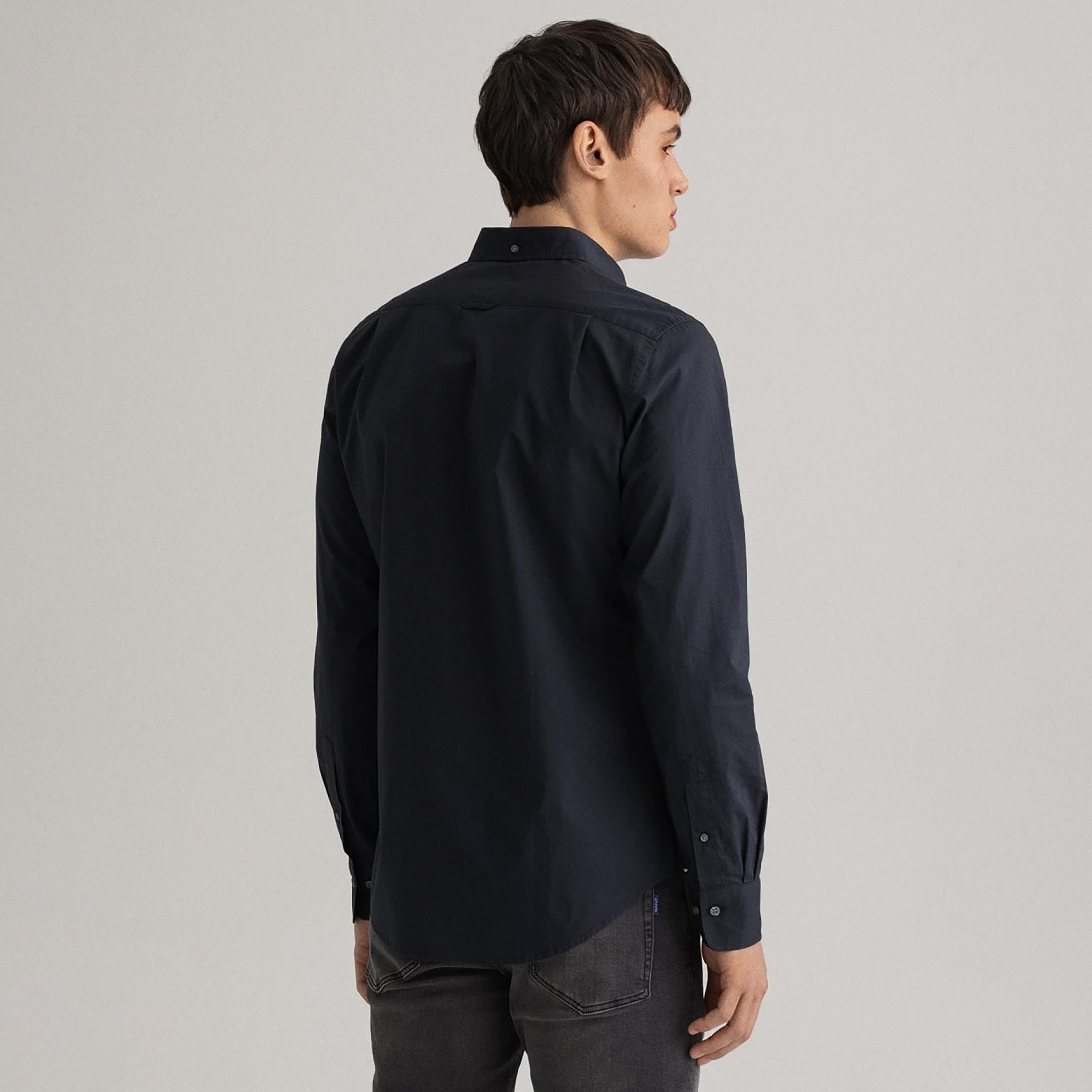 Gant Plain Slim Fit Long Sleeves Broadcloth Button-Down Collar Men's Shirt-men-clothing-shirts-image-2