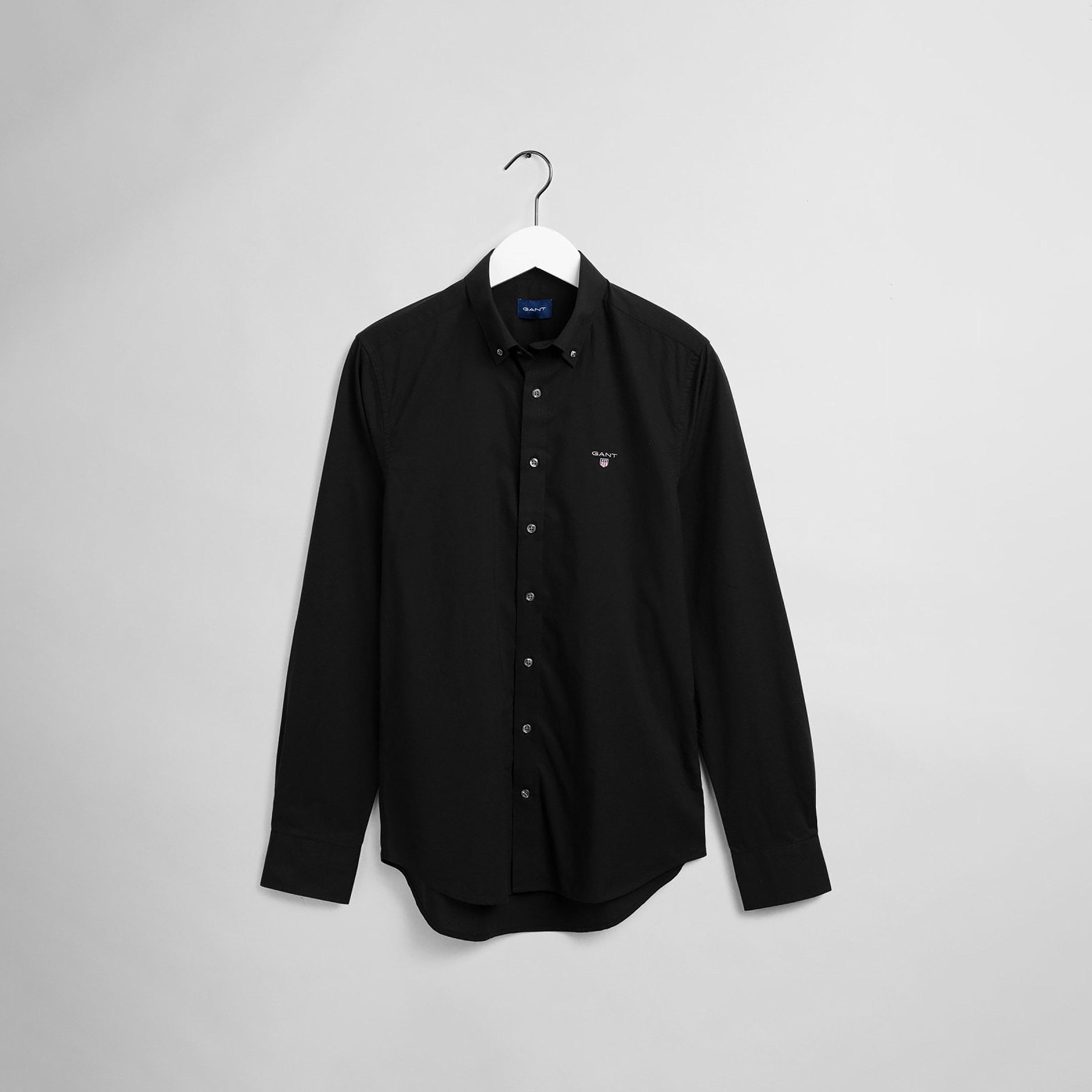 Gant Plain Slim Fit Long Sleeves Broadcloth Button-Down Collar Men's Shirt-men-clothing-shirts-image-3