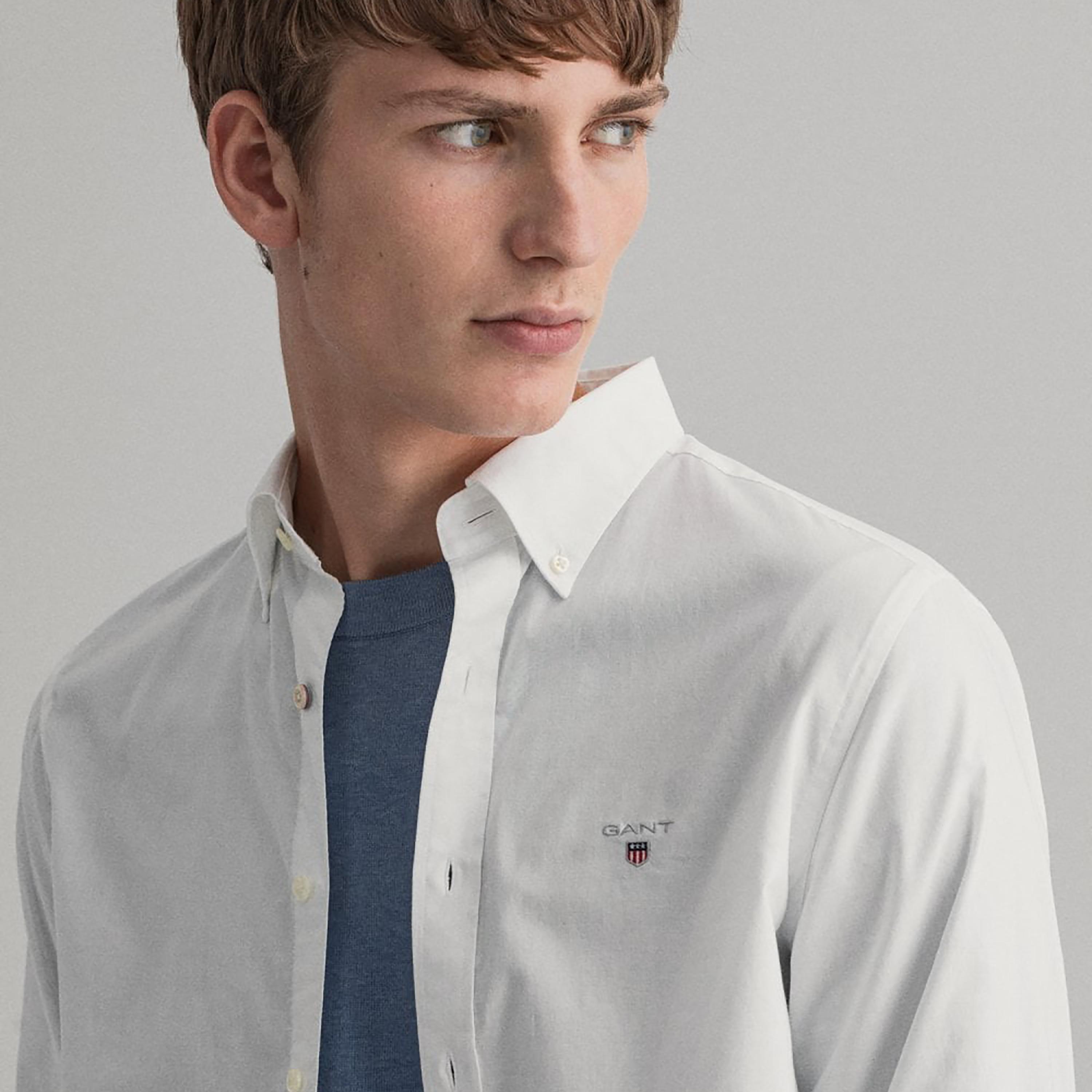 Gant Slim Fit Plain Button Down Collar Long Sleeves Shirt-men-clothing-shirts-image-2