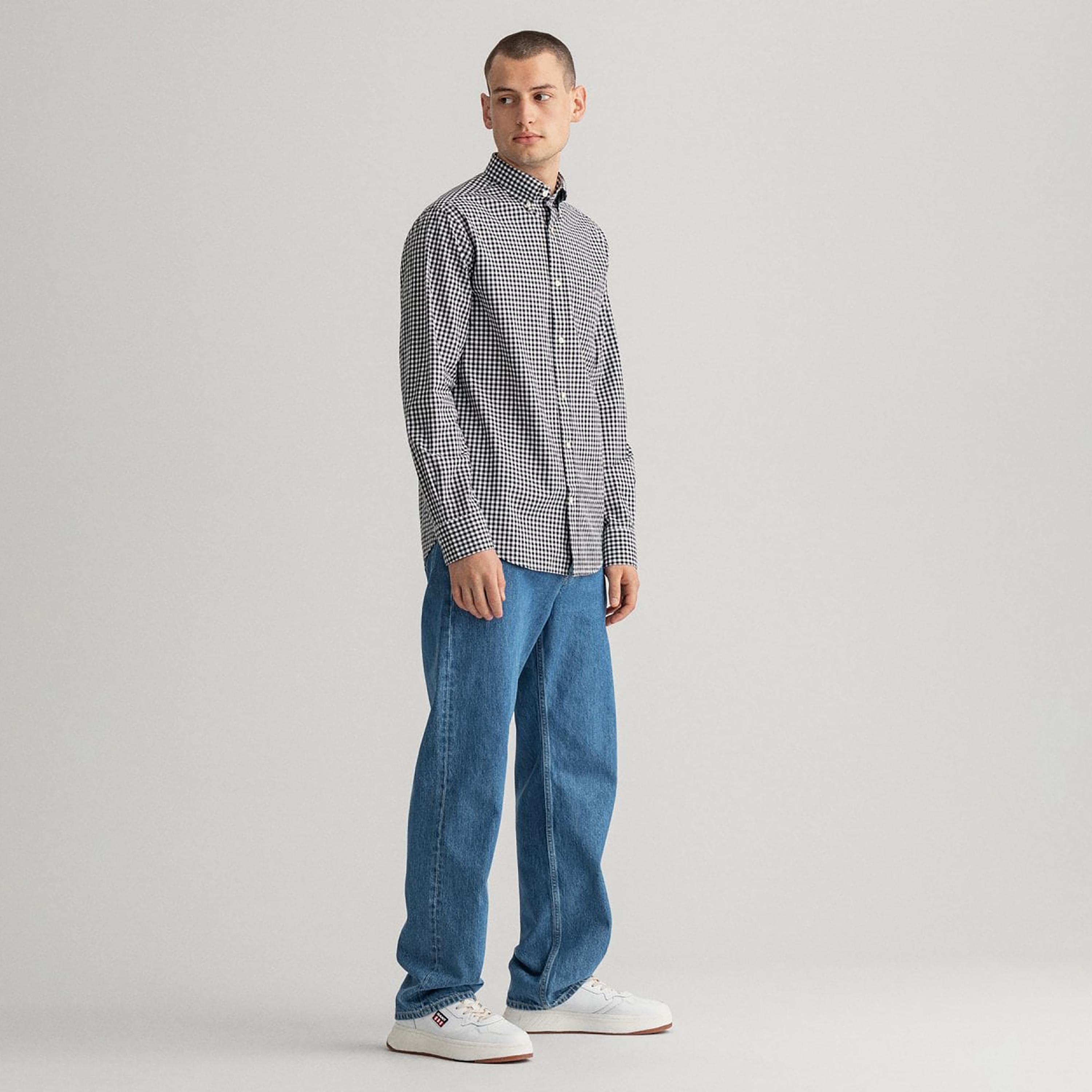 Gant Gingham Checked Button Down Collar Long Sleeves Shirt with Patch Pocket-men-clothing-shirts-image-2