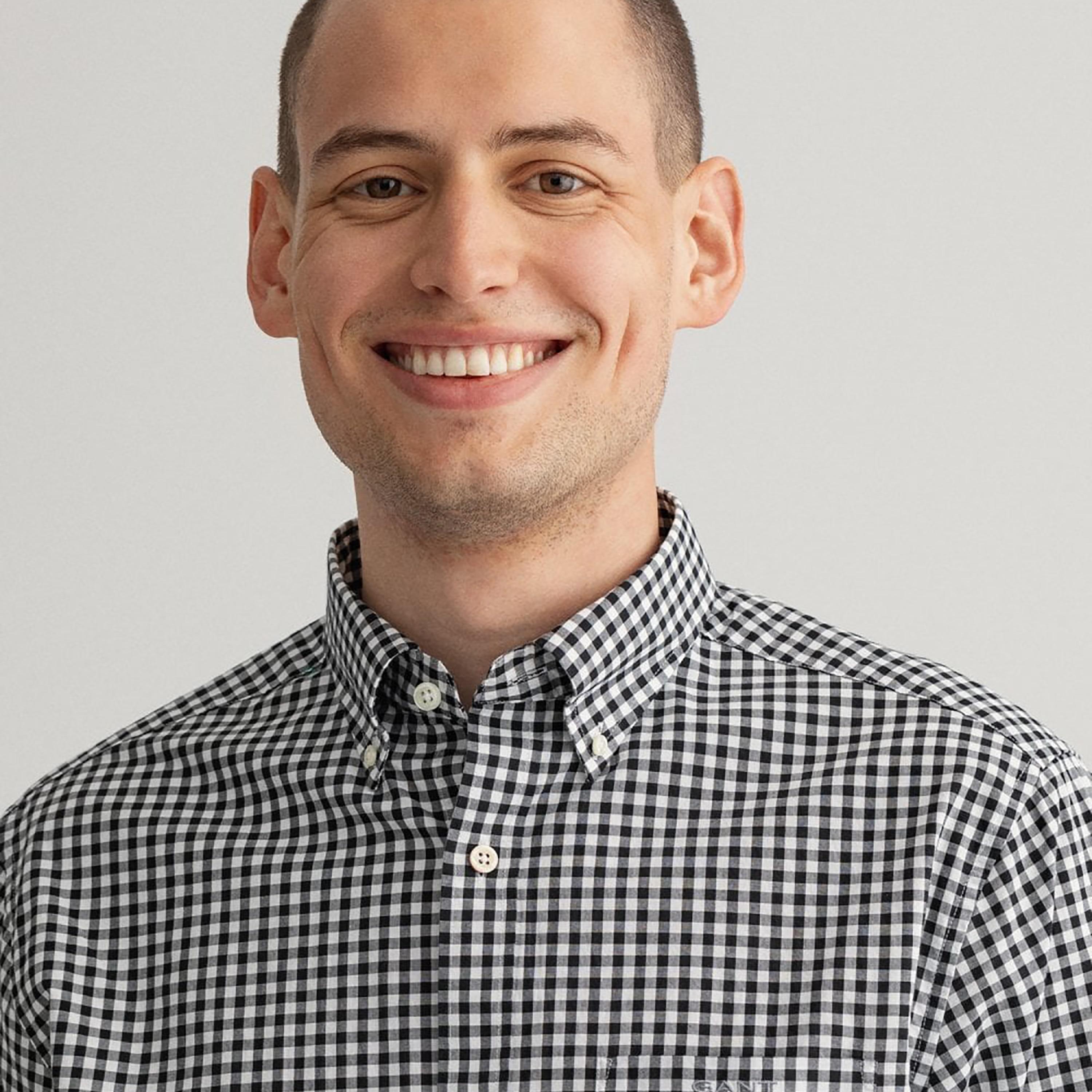 Gant Gingham Checked Button Down Collar Long Sleeves Shirt with Patch Pocket-men-clothing-shirts-image-3