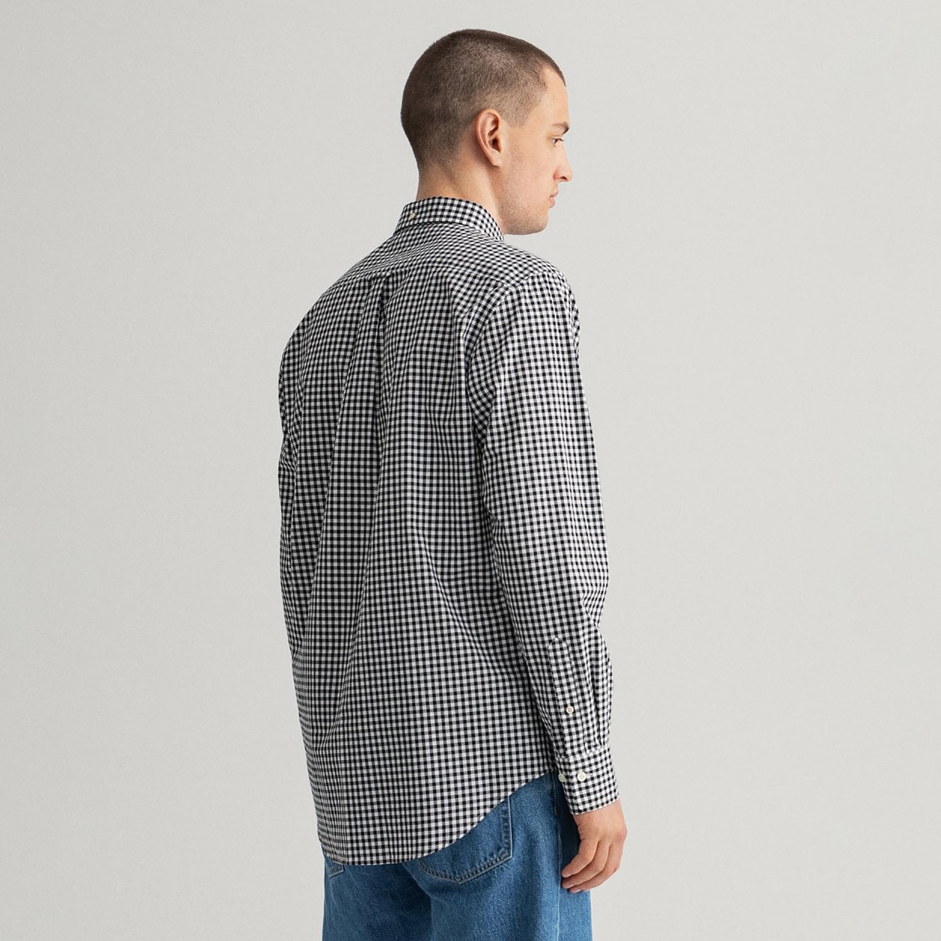 Gant Gingham Checked Button Down Collar Long Sleeves Shirt with Patch Pocket-men-clothing-shirts-image-5