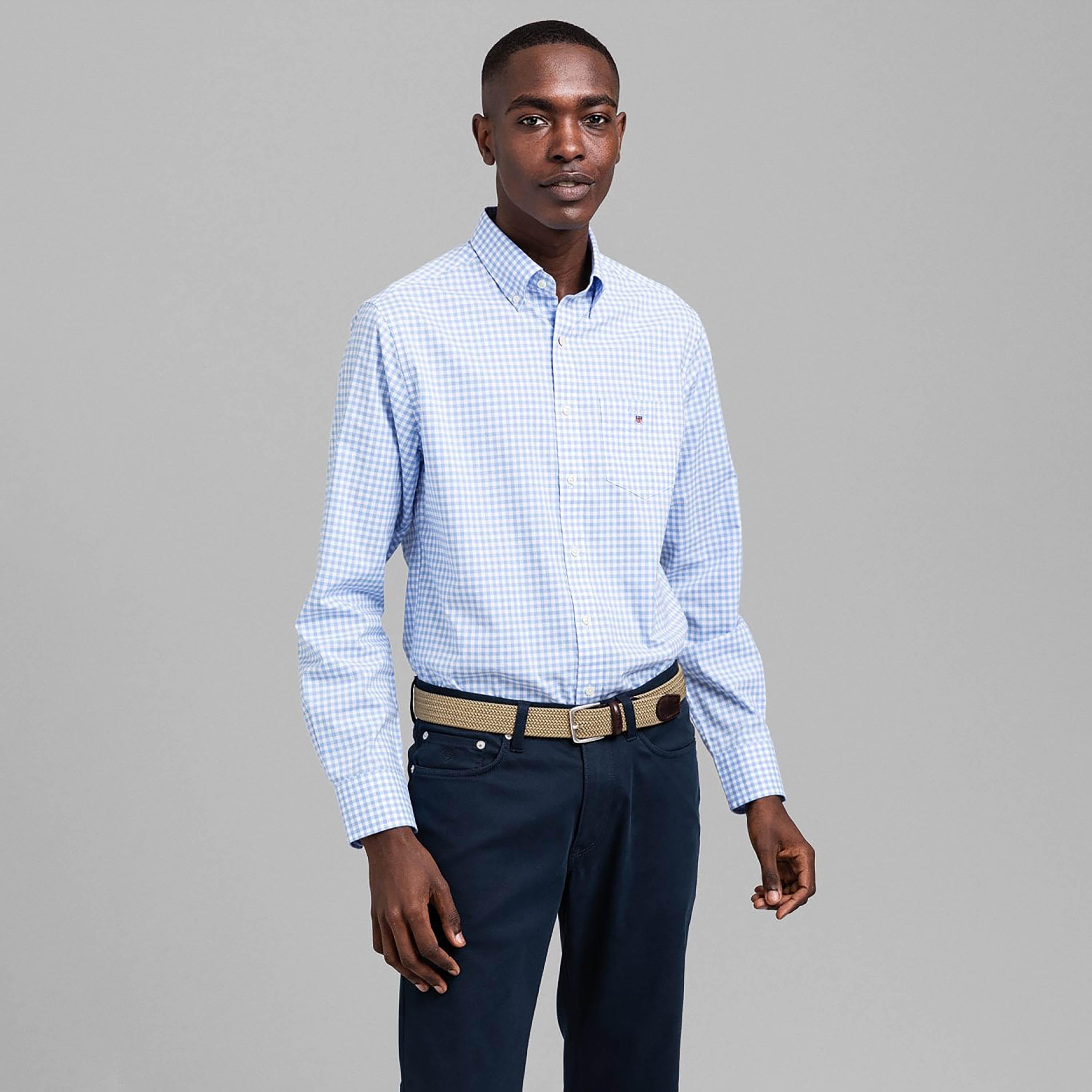 Gant Regular Fit Checked Button-Down Collar Long Sleeves Men's Shirt-men-clothing-shirts-image-1