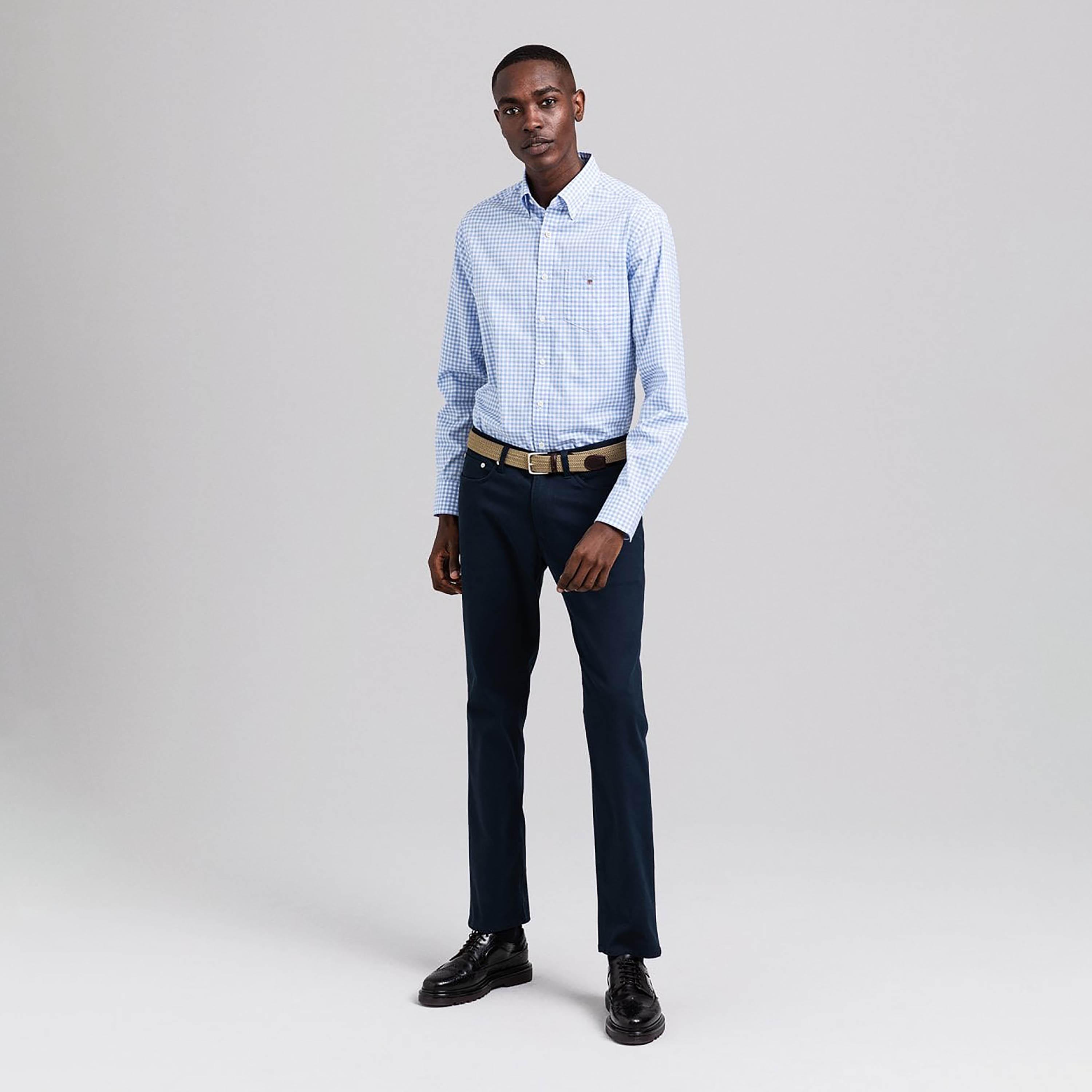 Gant Regular Fit Checked Button-Down Collar Long Sleeves Men's Shirt-men-clothing-shirts-image-3