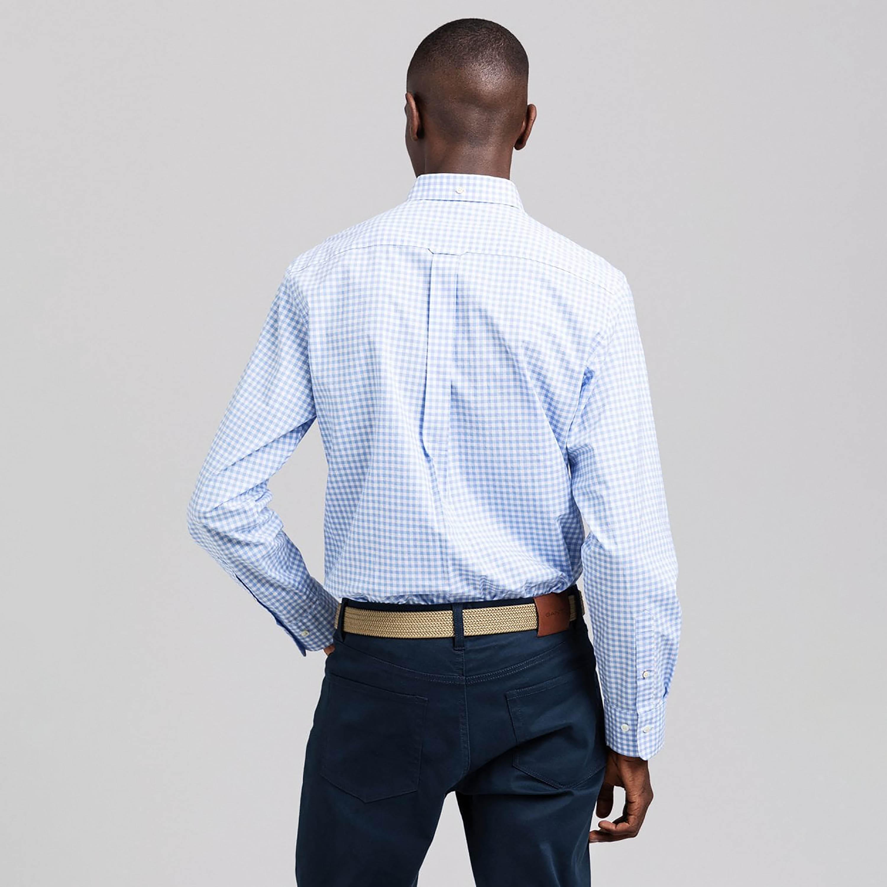 Gant Regular Fit Checked Button-Down Collar Long Sleeves Men's Shirt-men-clothing-shirts-image-4