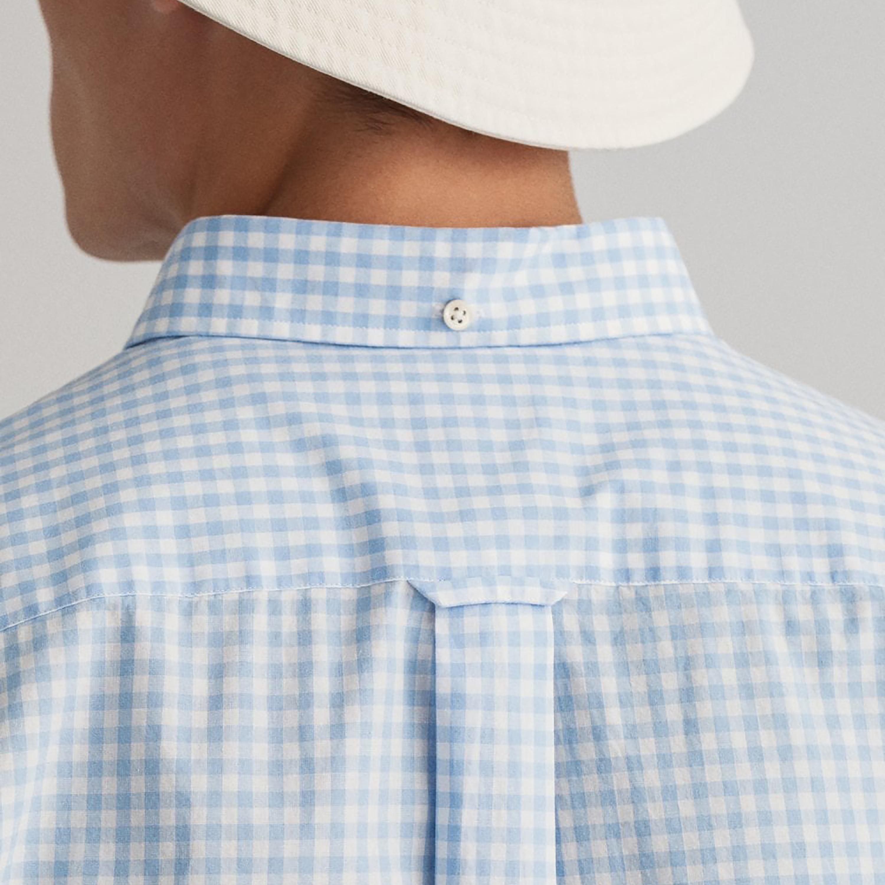 Gant Gingham Checked Button Down Collar Short Sleeves Shirt with Patch Pocket-men-clothing-shirts-image-2