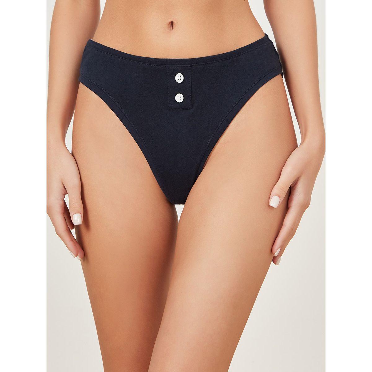 Styli Padded Non Wired Button Detail Cotton Slip On Bralette and Bikini Set-women-clothing-lingerie-lingeriesets-image-3