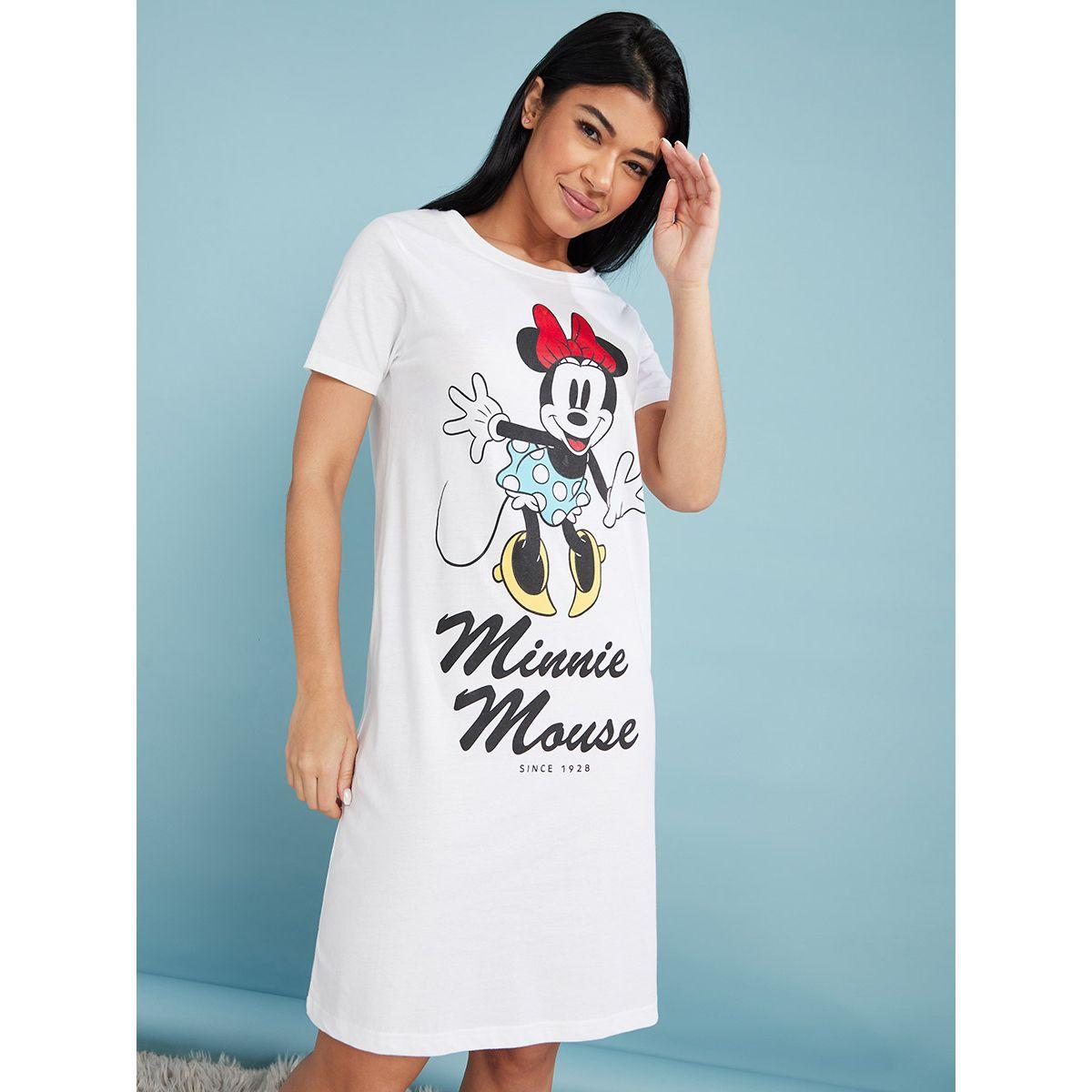 Styli Disney Minnie Mouse Print Cotton Sleep T-shirt Dress-women-clothing-nightwear-nighties-image-1