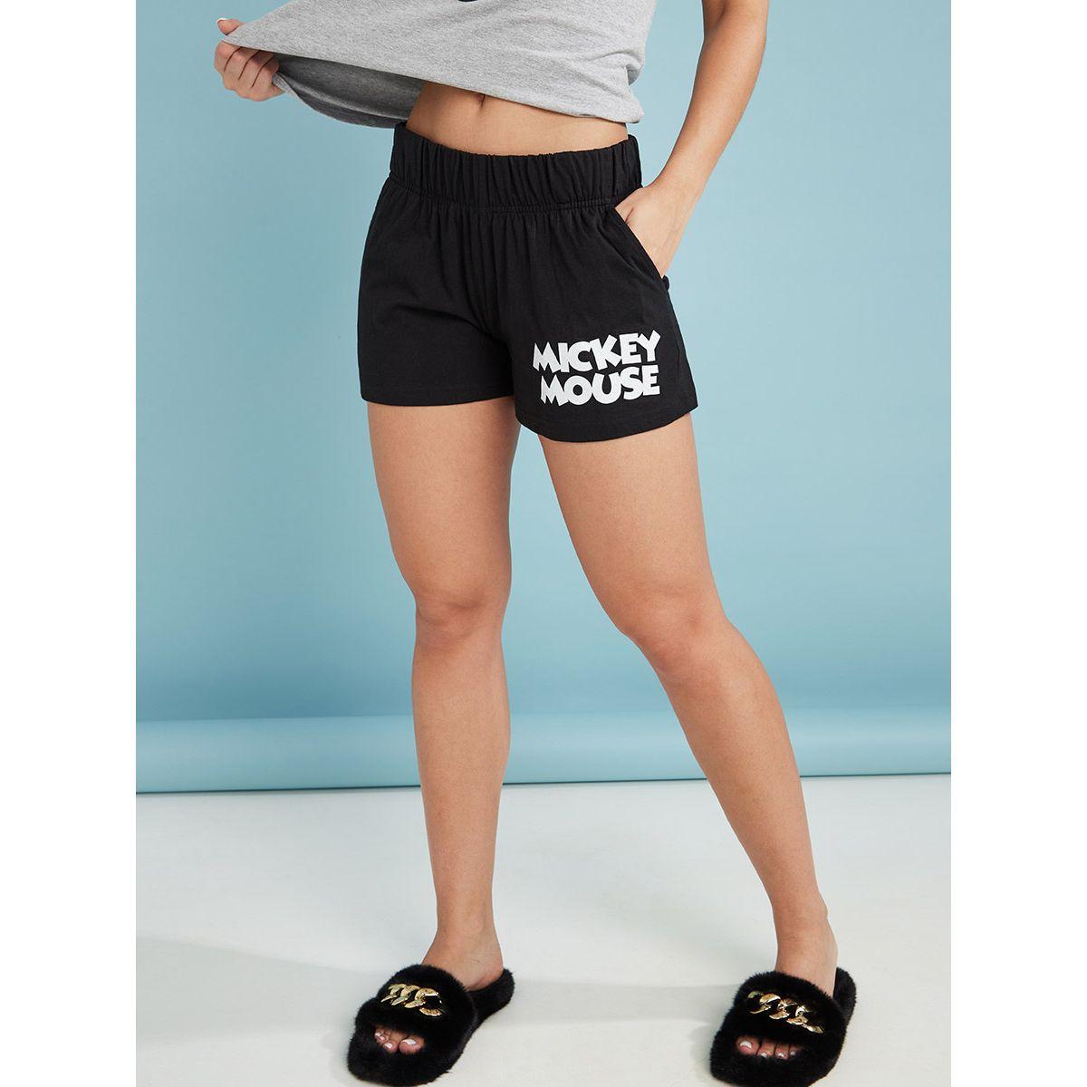 Styli Disney Mickey Mouse Print Cotton T-shirt and Shorts Set-women-clothing-nightwear-pyjamas-shortsets-image-4