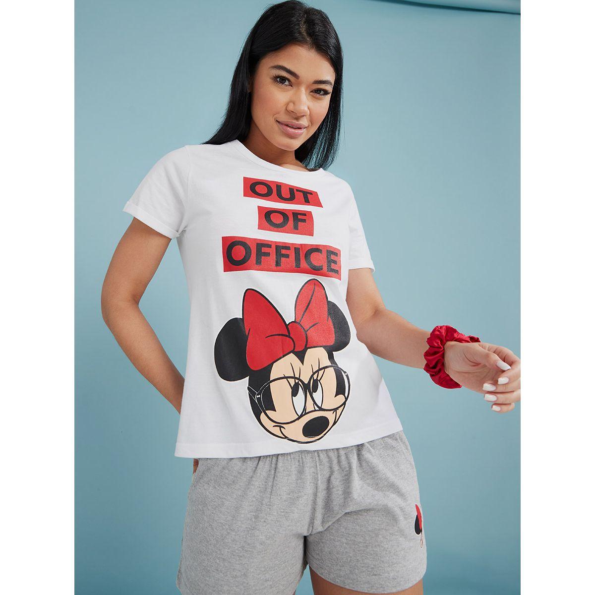 Styli Disney Minnie Mouse Print Cotton T-shirt and Shorts Set-women-clothing-nightwear-pyjamas-shortsets-image-3
