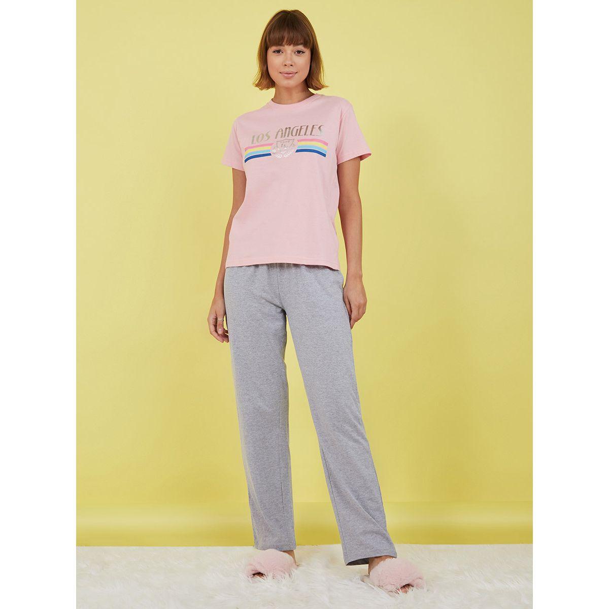 طقم بيجاما من ( بنطال + تيشيرت )-women-clothing-nightwear-pyjamas-longsets-image-1