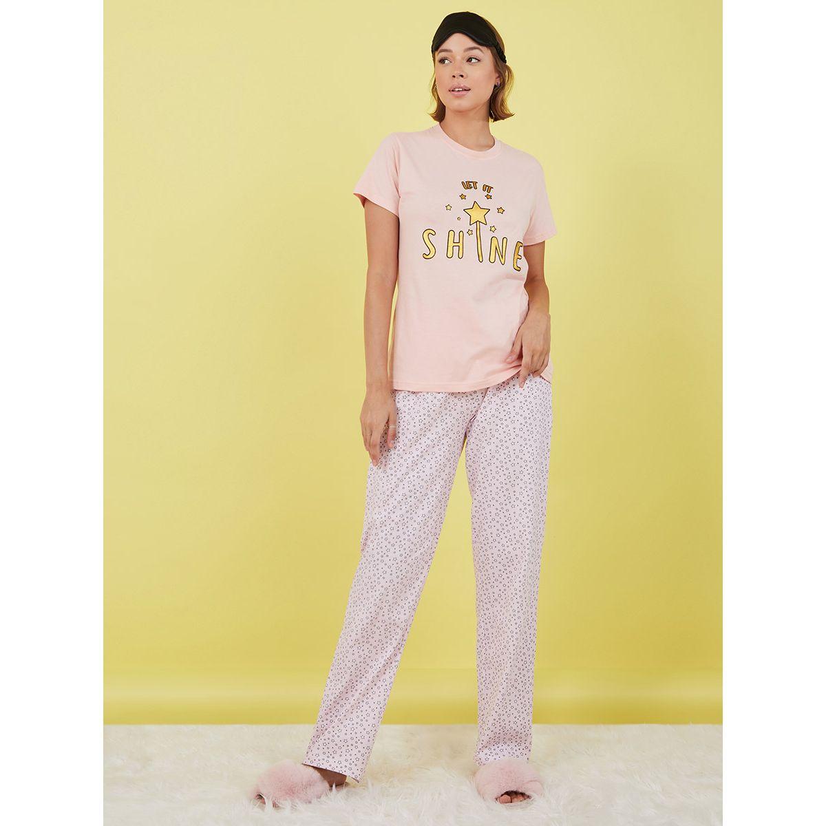 طقم بيجاما ( تيشيرت + بنطال )-women-clothing-nightwear-pyjamas-longsets-image-1