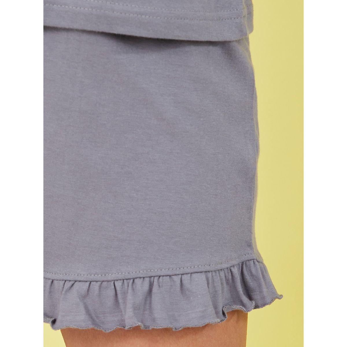 Styli Cotton Round Neck T-shirt and Ruffle Edge Shorts Set-women-clothing-nightwear-pyjamas-shortsets-image-4