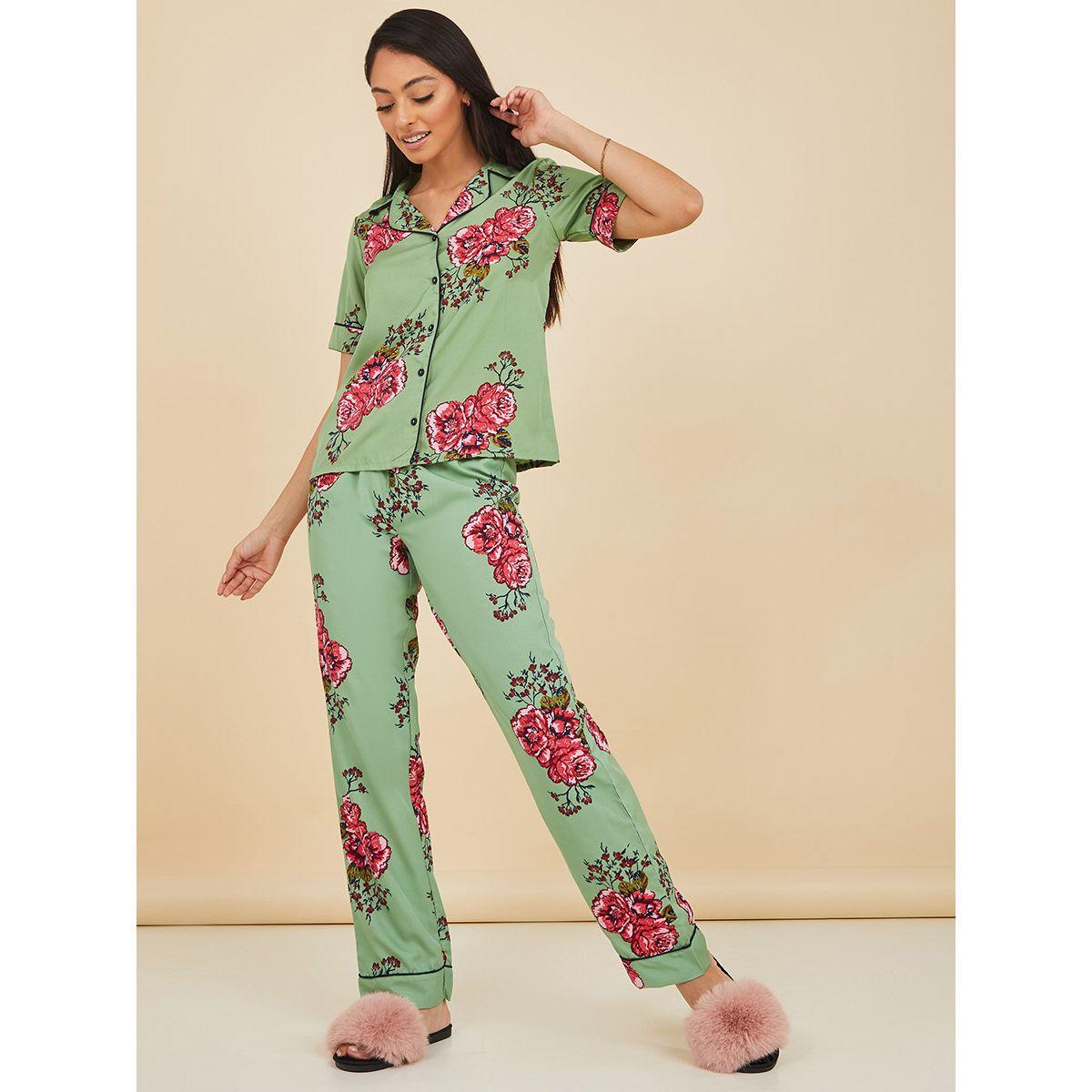 طقم بيجاما من ( بلوزة + بنطال ) من ستايلي-women-clothing-nightwear-pyjamas-longsets-image-2