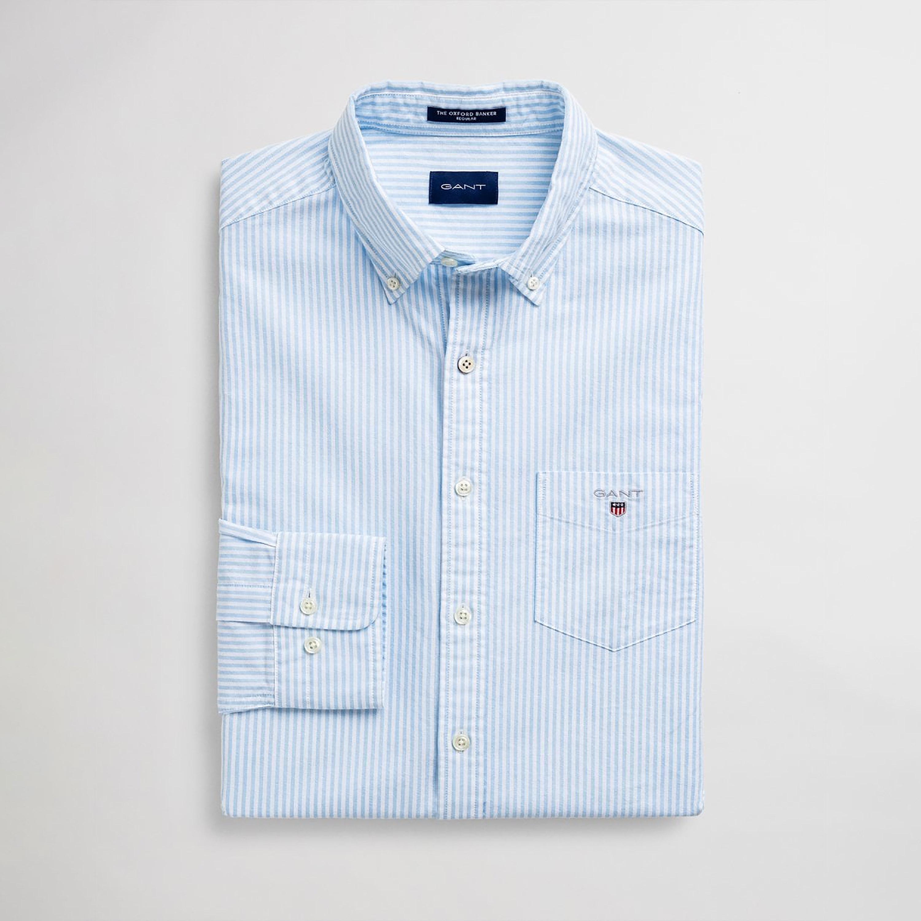 قميص من جانت بانكر مخطط بأكمام طويلة وياقة بأزرار سفلية وجيب رقعة-men-clothing-shirts-image-4