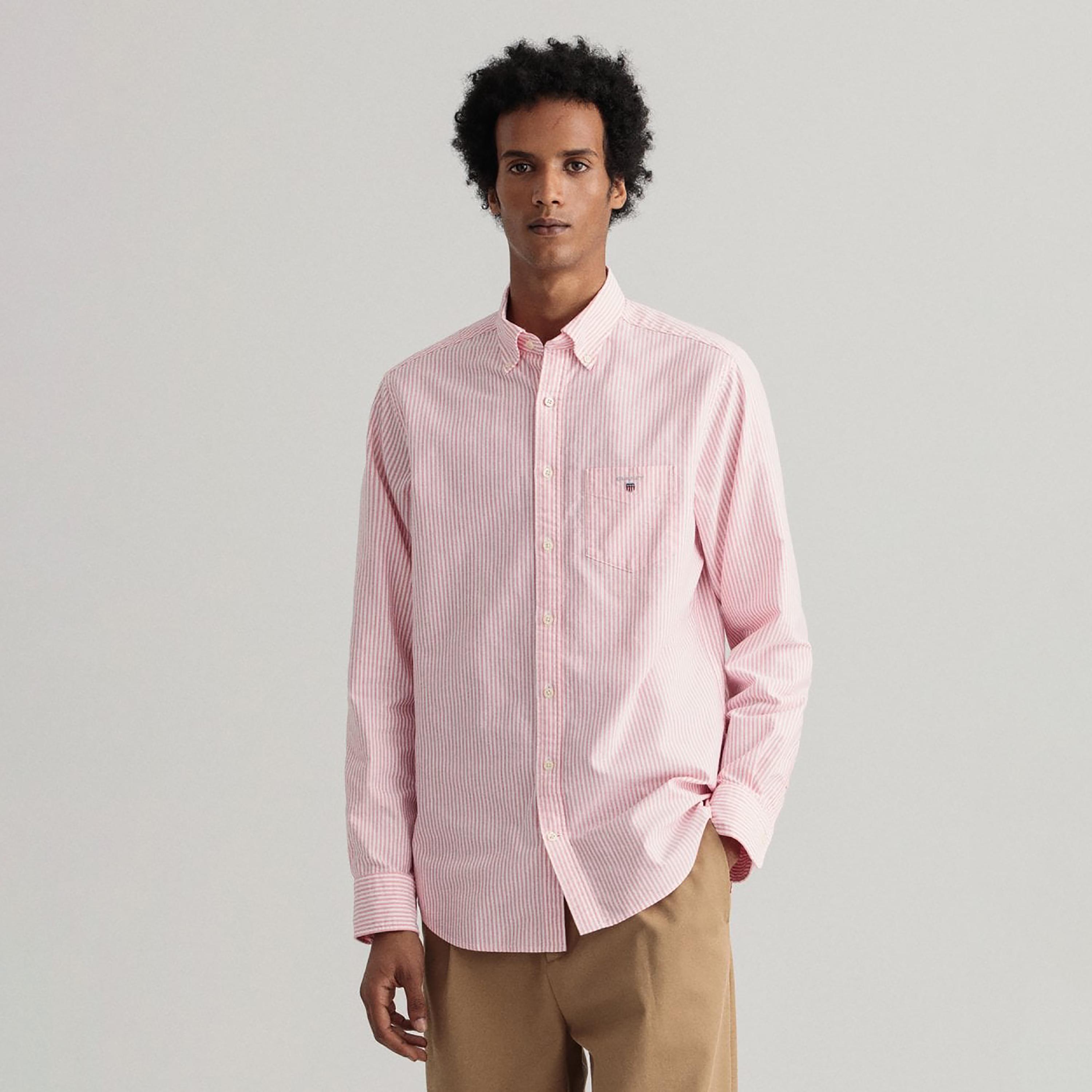 Gant Striped Regular Fit Long Sleeves Oxford Button-Down Collar Men's Shirt-men-clothing-shirts-image-1