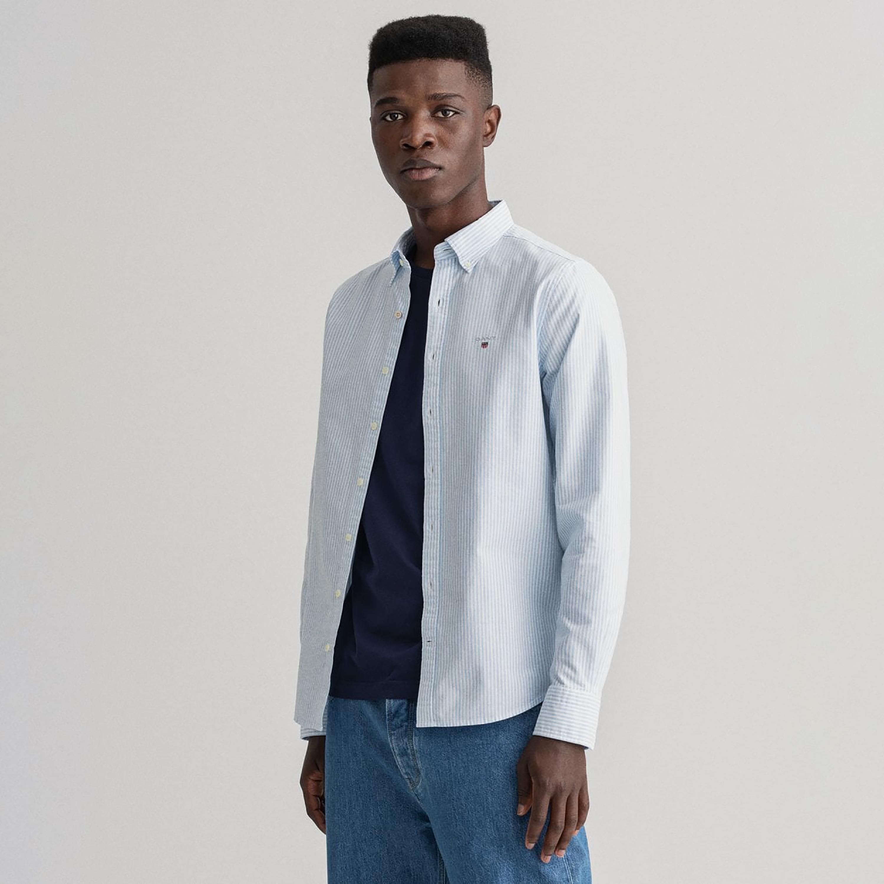 Gant Striped Slim Fit Long Sleeves Button-Down Collar Men's Shirt-men-clothing-shirts-image-2