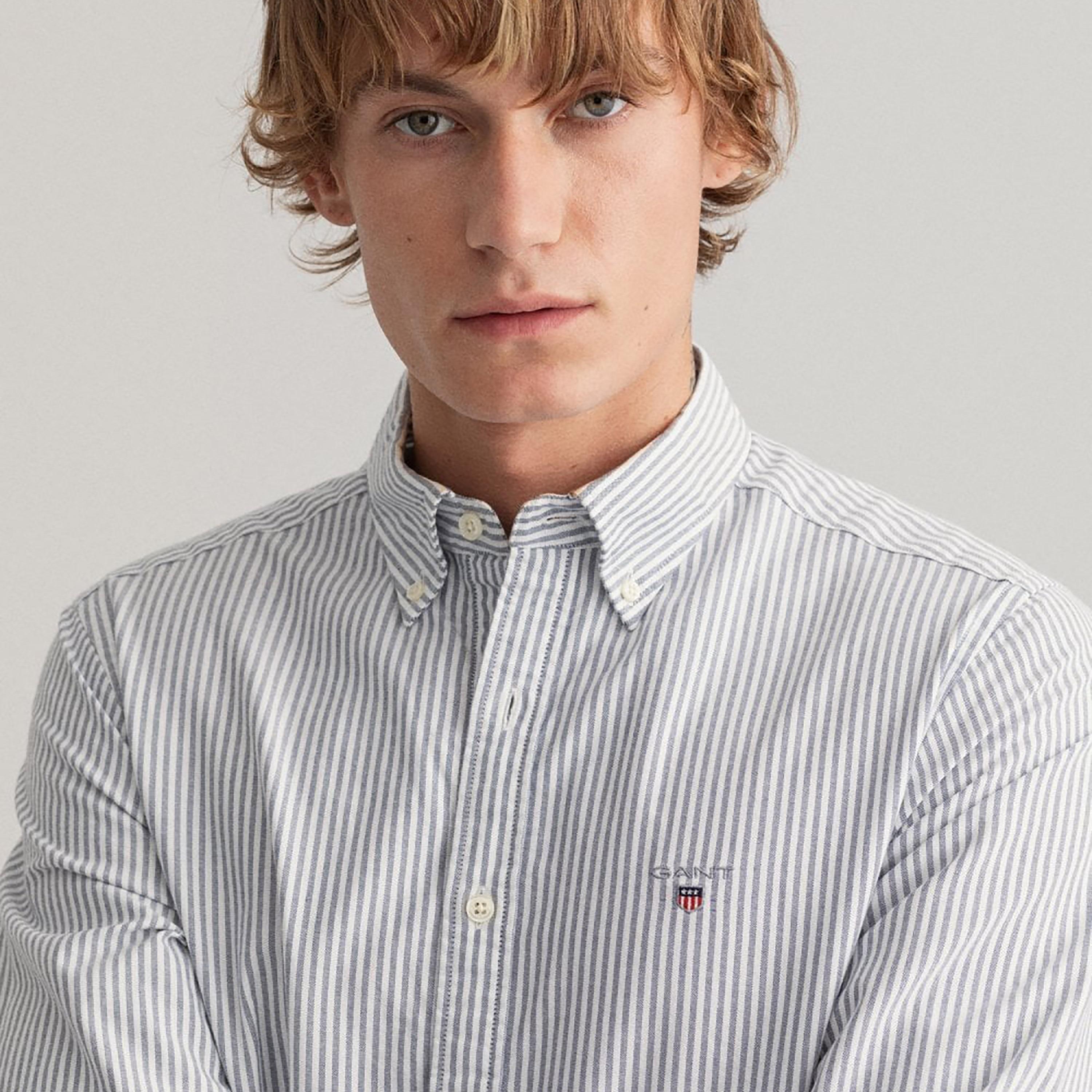 Gant Striped Slim Fit Long Sleeves Button-Down Collar Men's Shirt-men-clothing-shirts-image-2