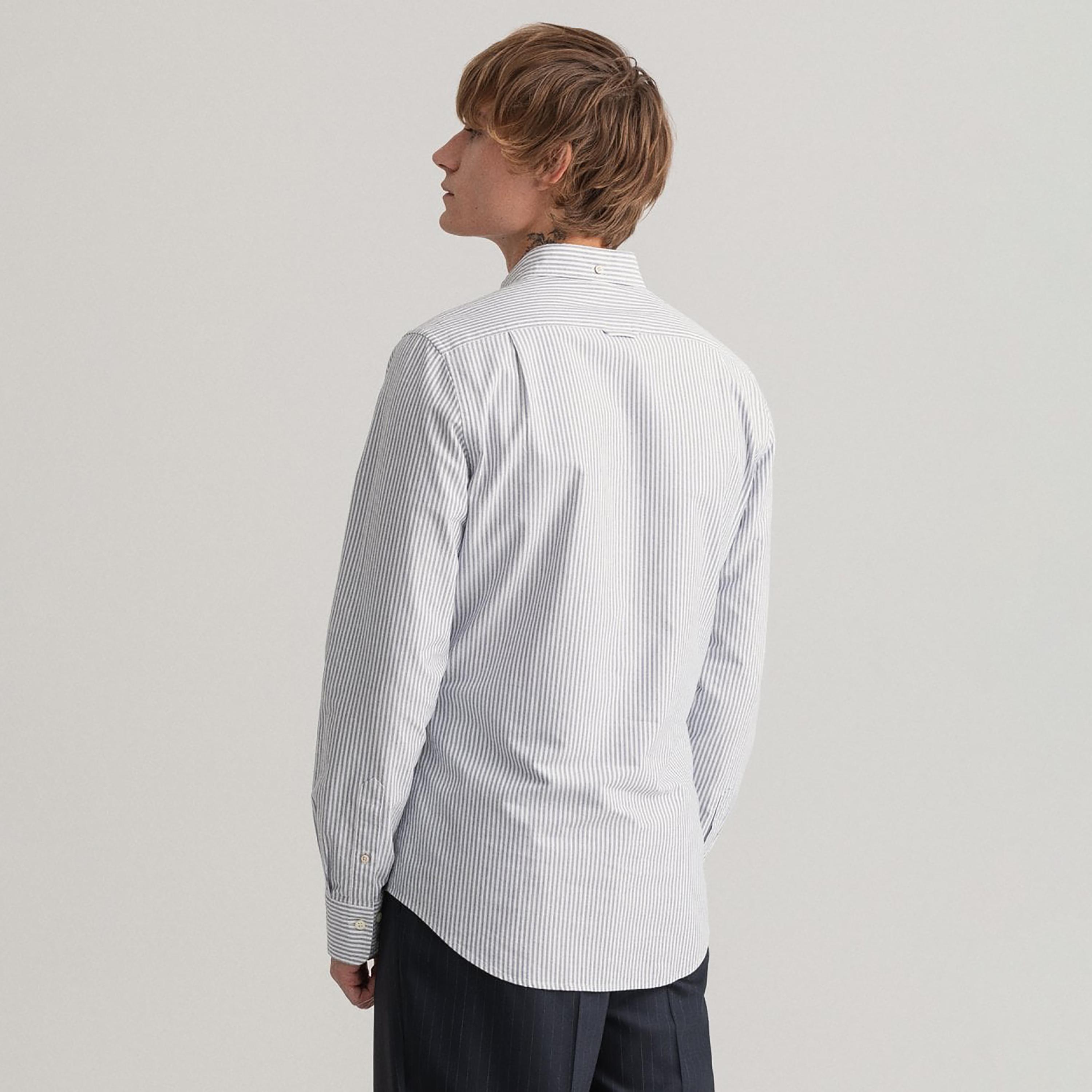 Gant Striped Slim Fit Long Sleeves Button-Down Collar Men's Shirt-men-clothing-shirts-image-4