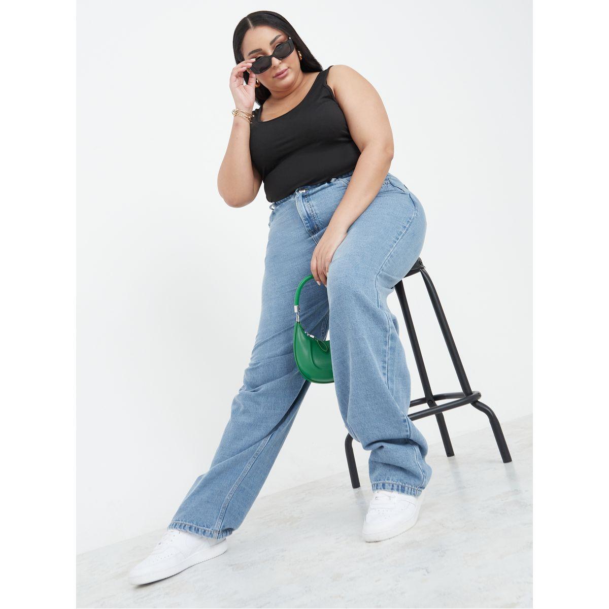 جينز بقصة مستقيمة وخصر عالي-women-clothing-bottoms-jeans-image-1
