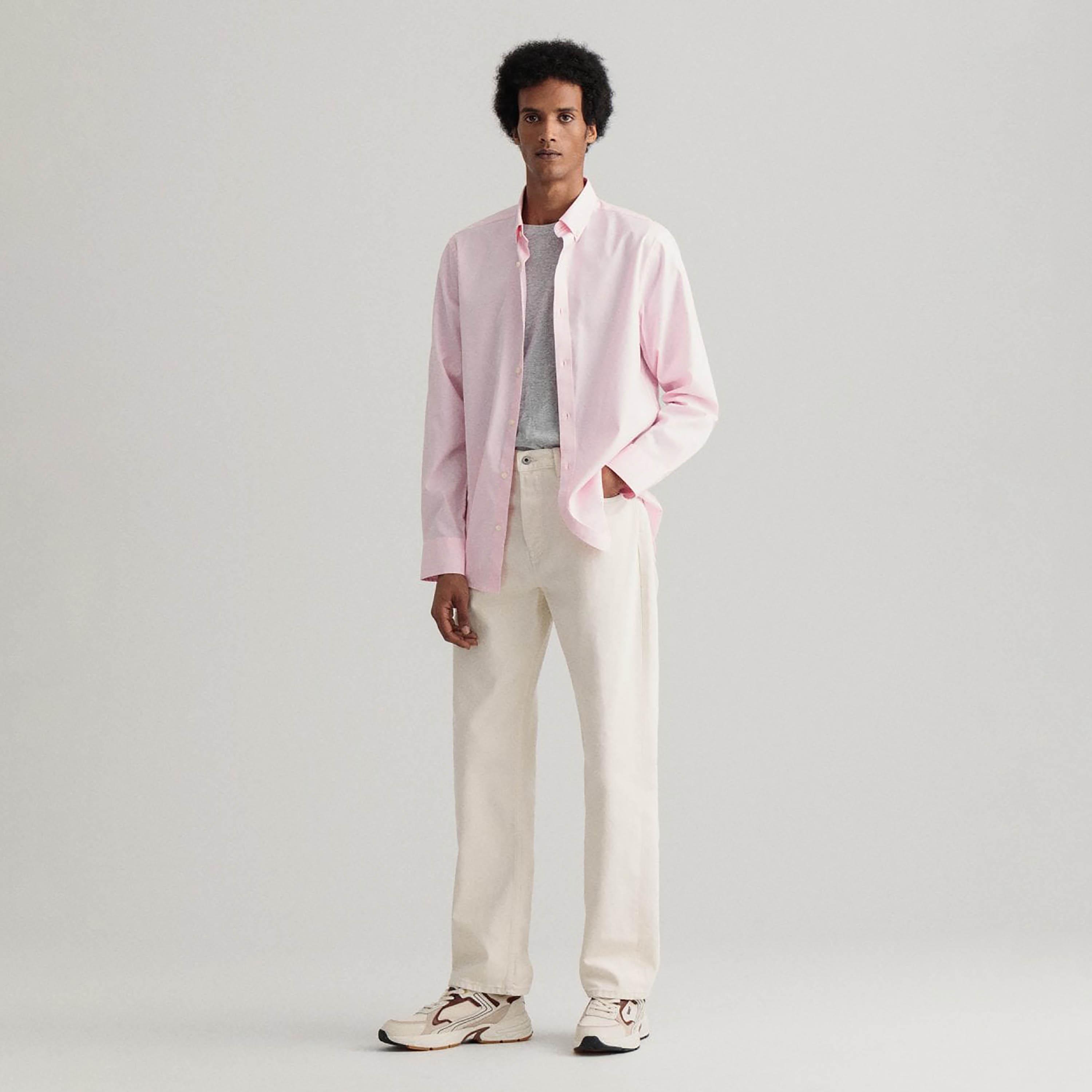 Gant Regular Fit Plain Button-Down Collar Long Sleeves Men's Shirt-men-clothing-shirts-image-17