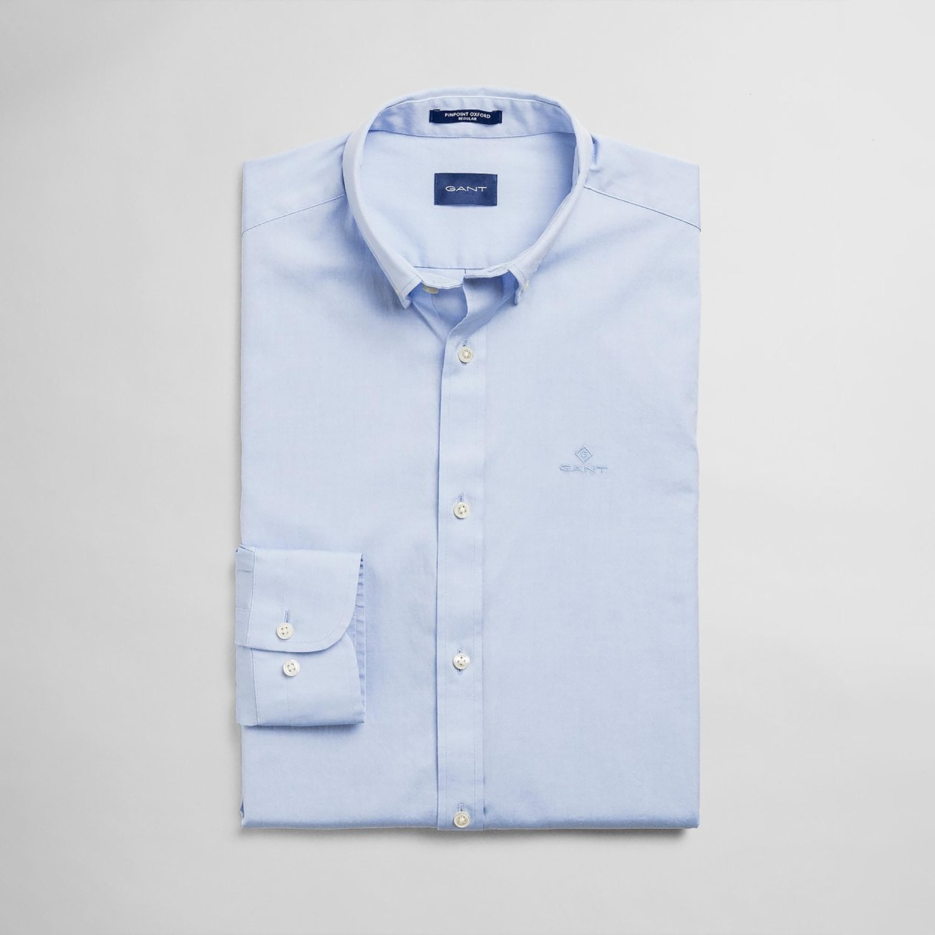 Gant Regular Fit Plain Button-Down Collar Long Sleeves Men's Shirt-men-clothing-shirts-image-14