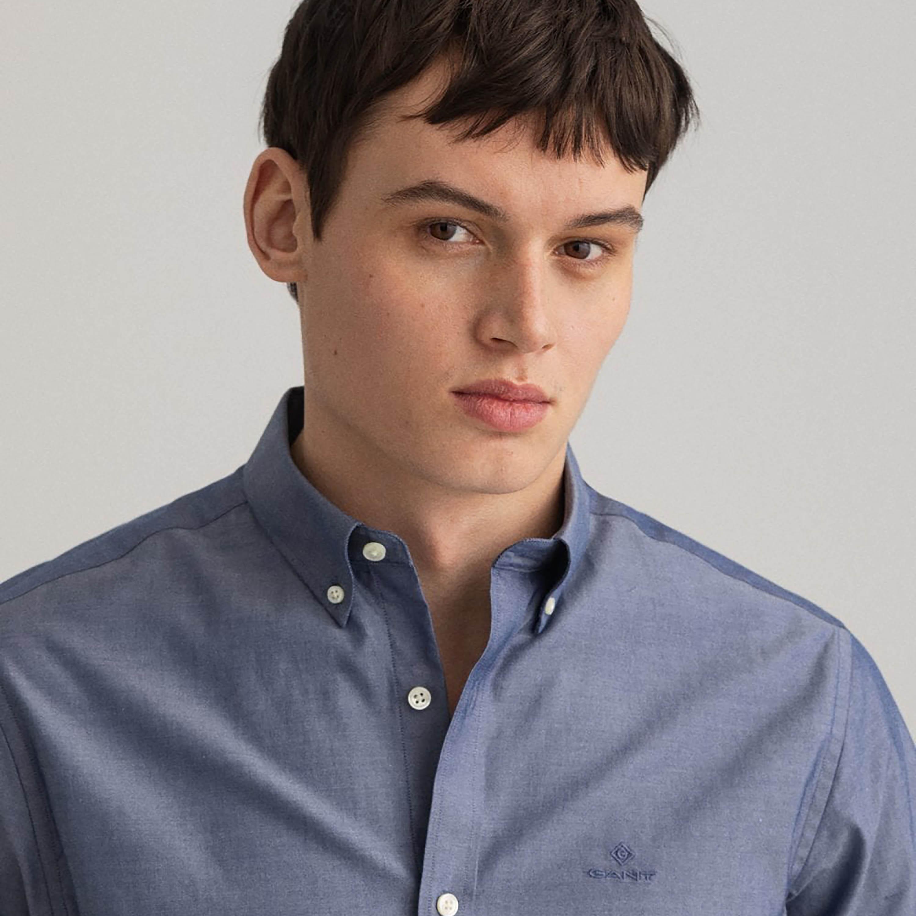 قميص الرجال بأكمام طويلة من نوع Gant العادي العادي بياقة طويلة وأكمام طويلة-men-clothing-shirts-image-4