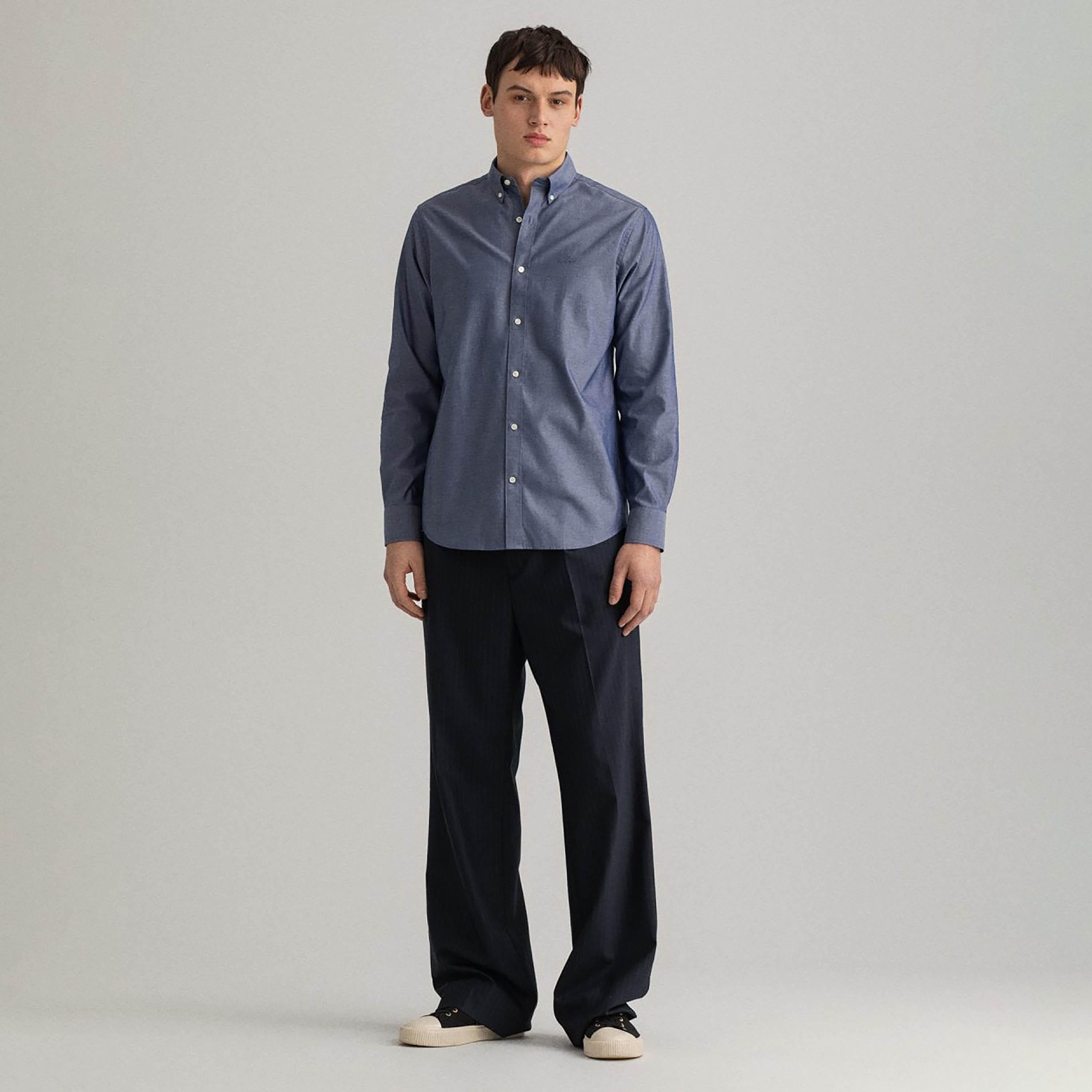 قميص الرجال بأكمام طويلة من نوع Gant العادي العادي بياقة طويلة وأكمام طويلة-men-clothing-shirts-image-3