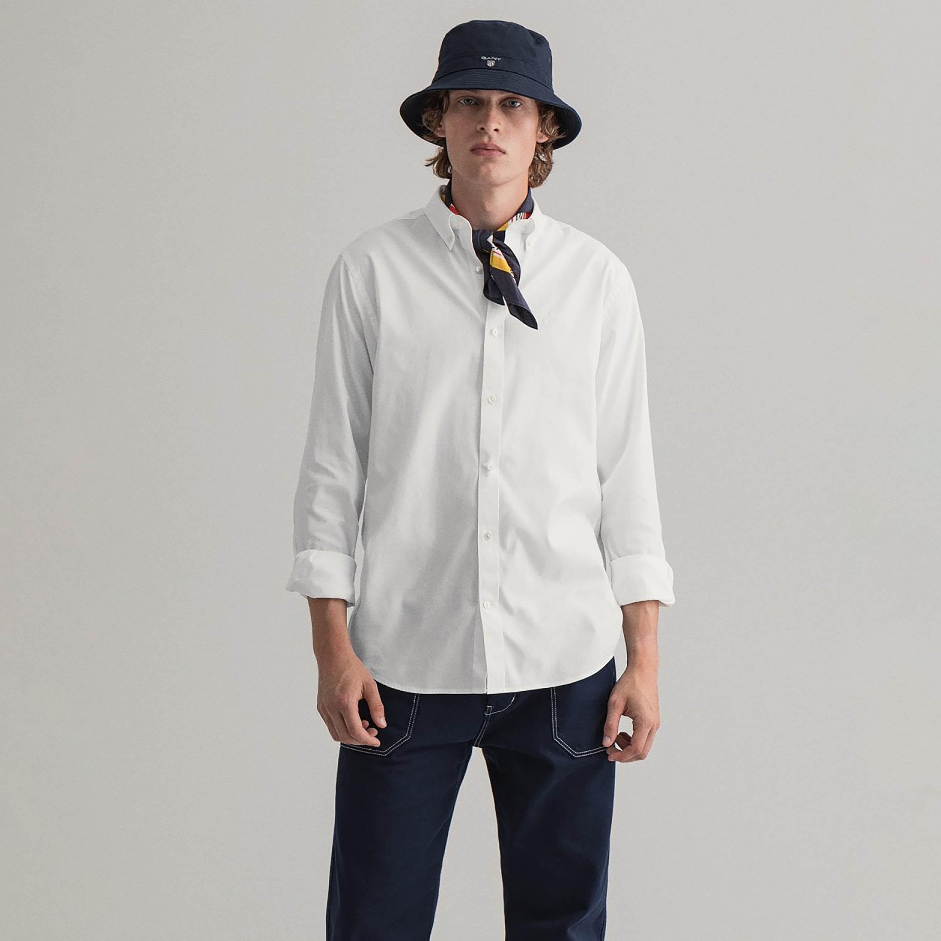 Gant Regular Fit Plain Button-Down Collar Long Sleeves Men's Shirt-men-clothing-shirts-image-1