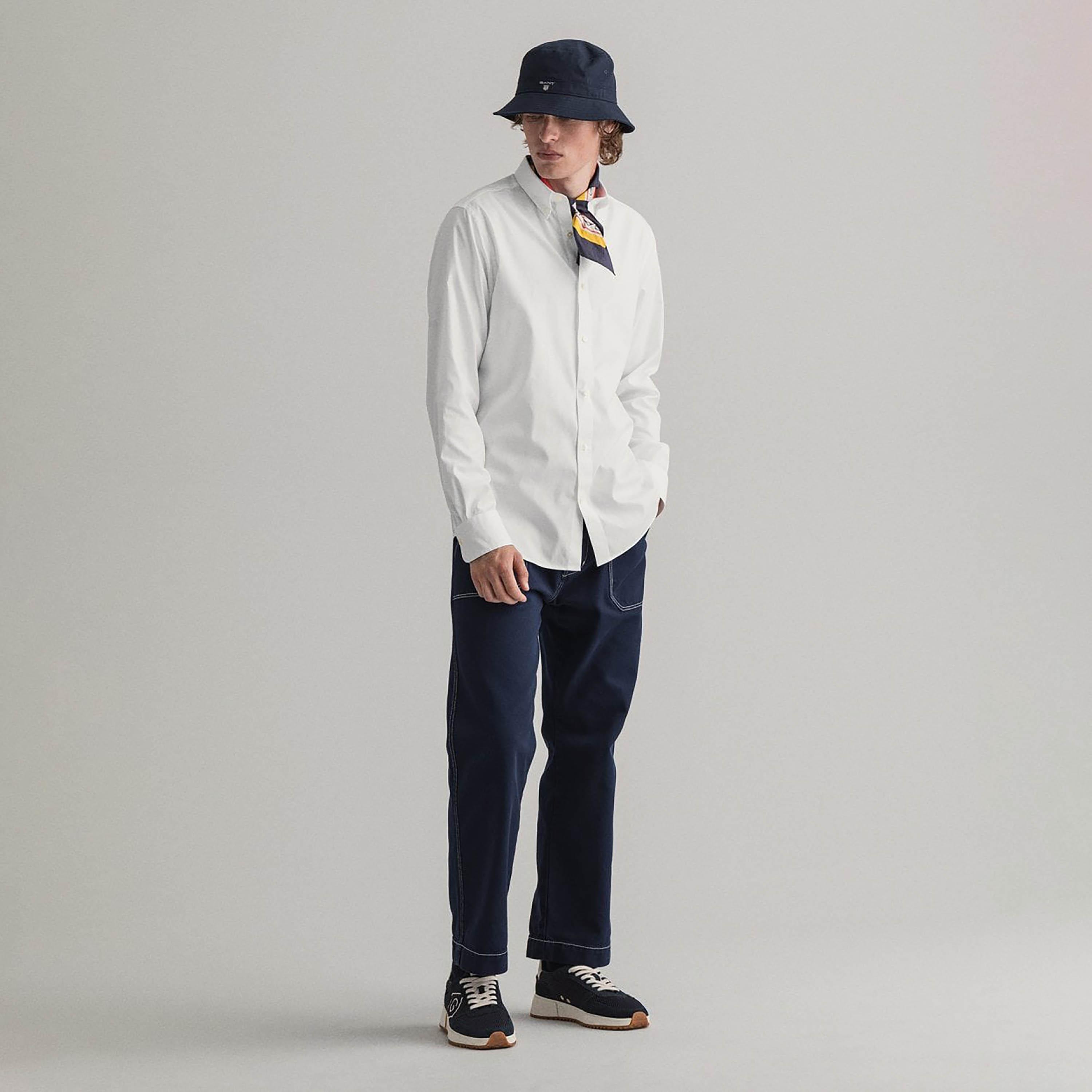 Gant Regular Fit Plain Button-Down Collar Long Sleeves Men's Shirt-men-clothing-shirts-image-2