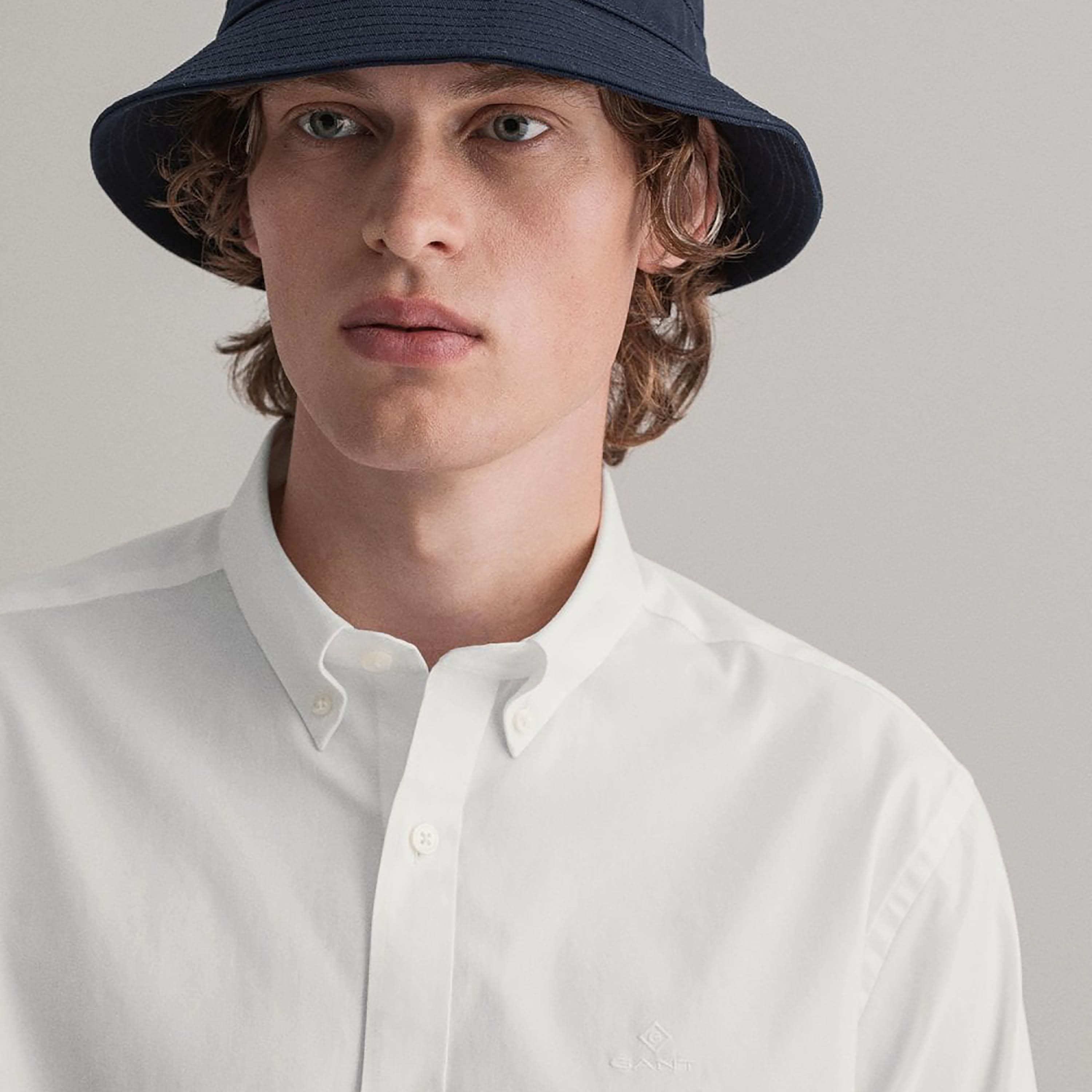 Gant Regular Fit Plain Button-Down Collar Long Sleeves Men's Shirt-men-clothing-shirts-image-3