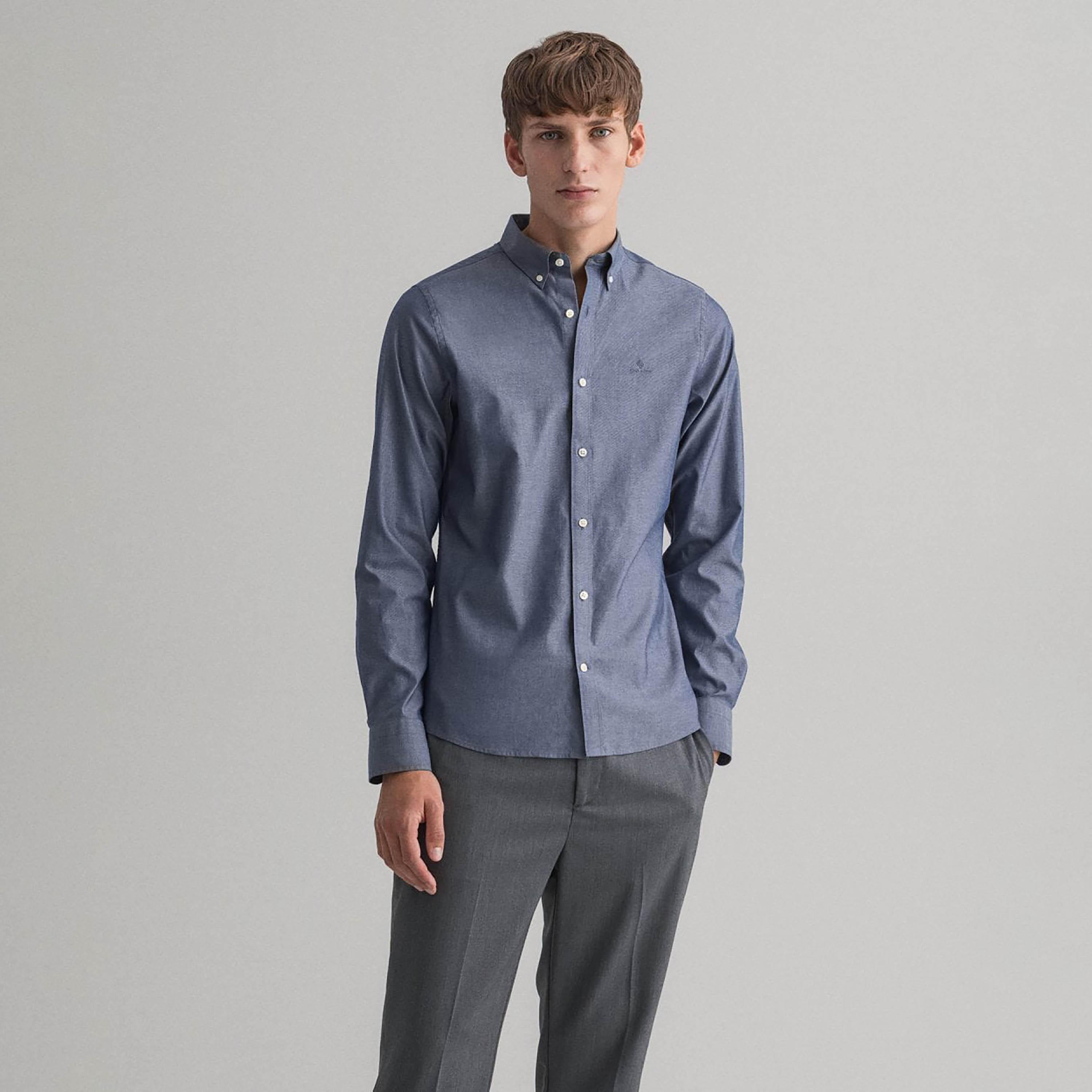 قميص الرجال بأكمام طويلة بياقة بسيطة بياقة بسيطة من غانت سليم القامة-men-clothing-shirts-image-3