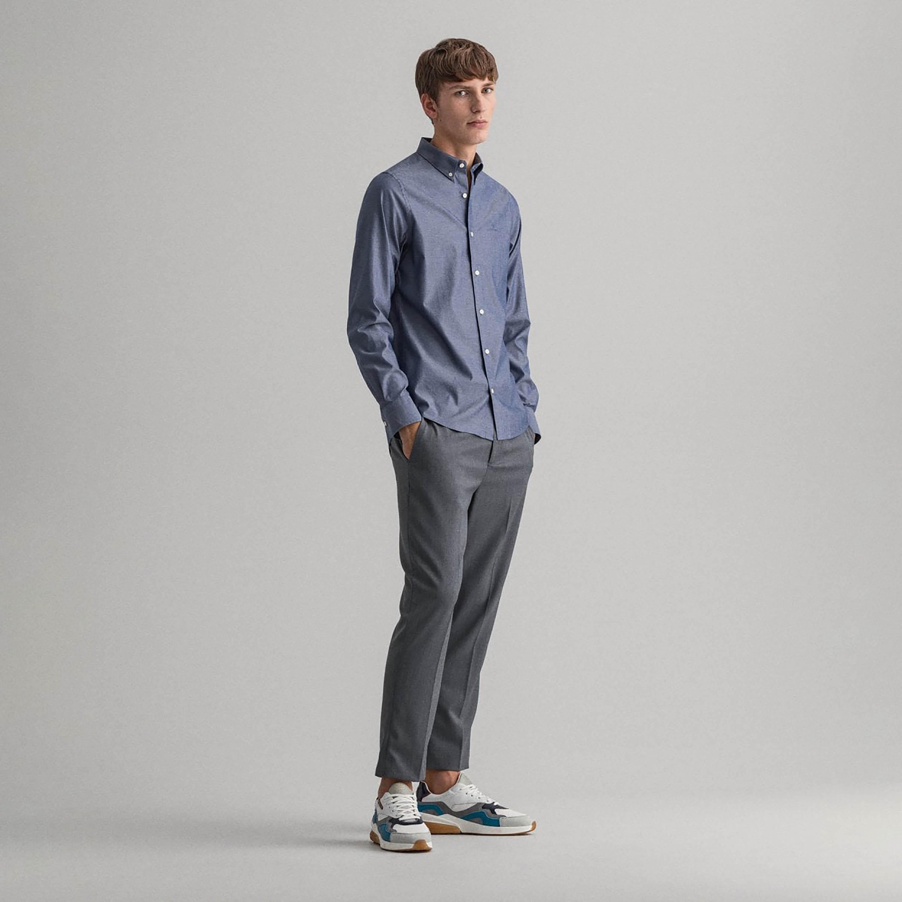 قميص الرجال بأكمام طويلة بياقة بسيطة بياقة بسيطة من غانت سليم القامة-men-clothing-shirts-image-4