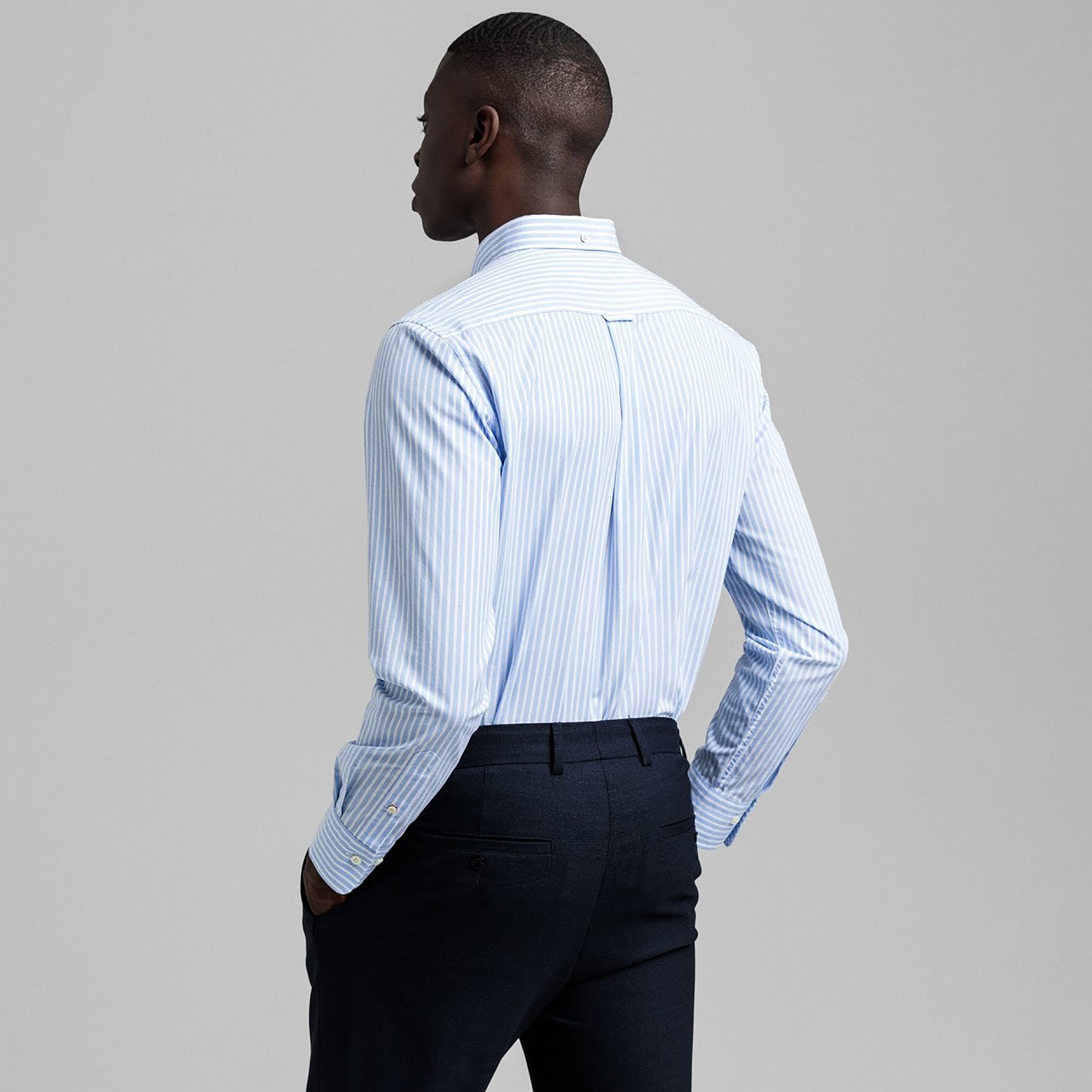 Gant Banker Striped Button Down Collar Long Sleeves Shirt with Patch Pocket-men-clothing-shirts-image-5