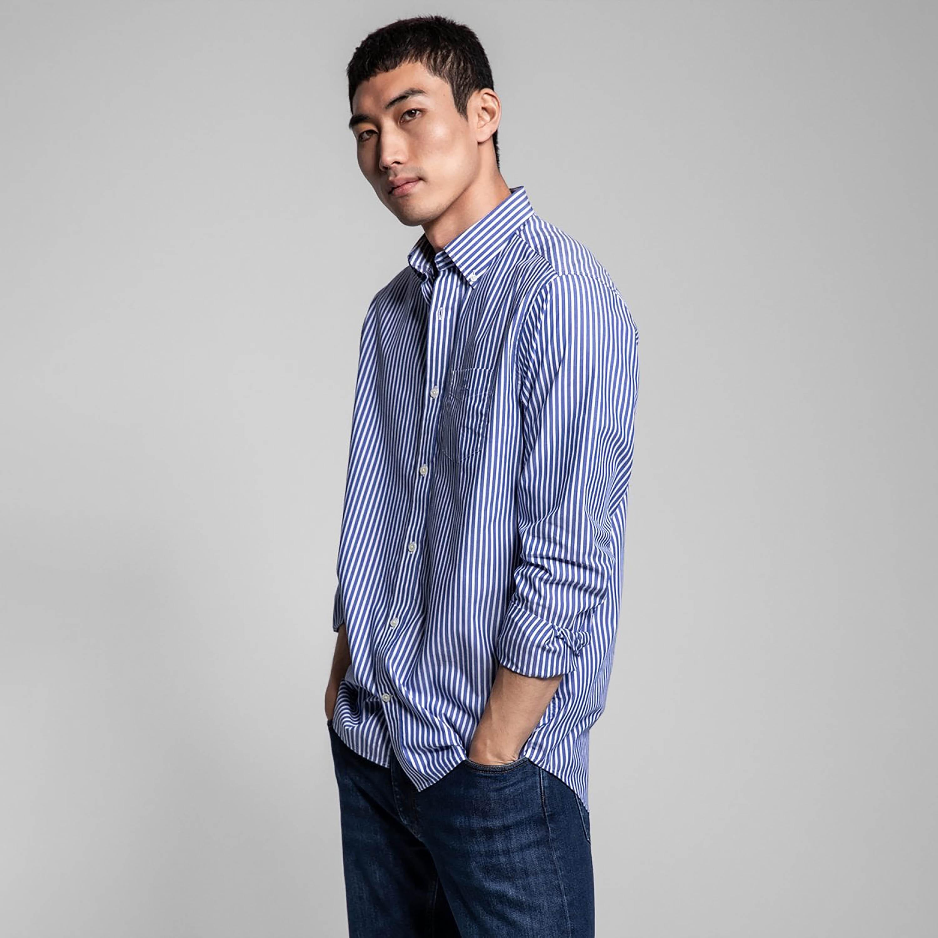 Gant Regular Fit Striped Button-Down Collar Long Sleeves Men's Shirt-men-clothing-shirts-image-1
