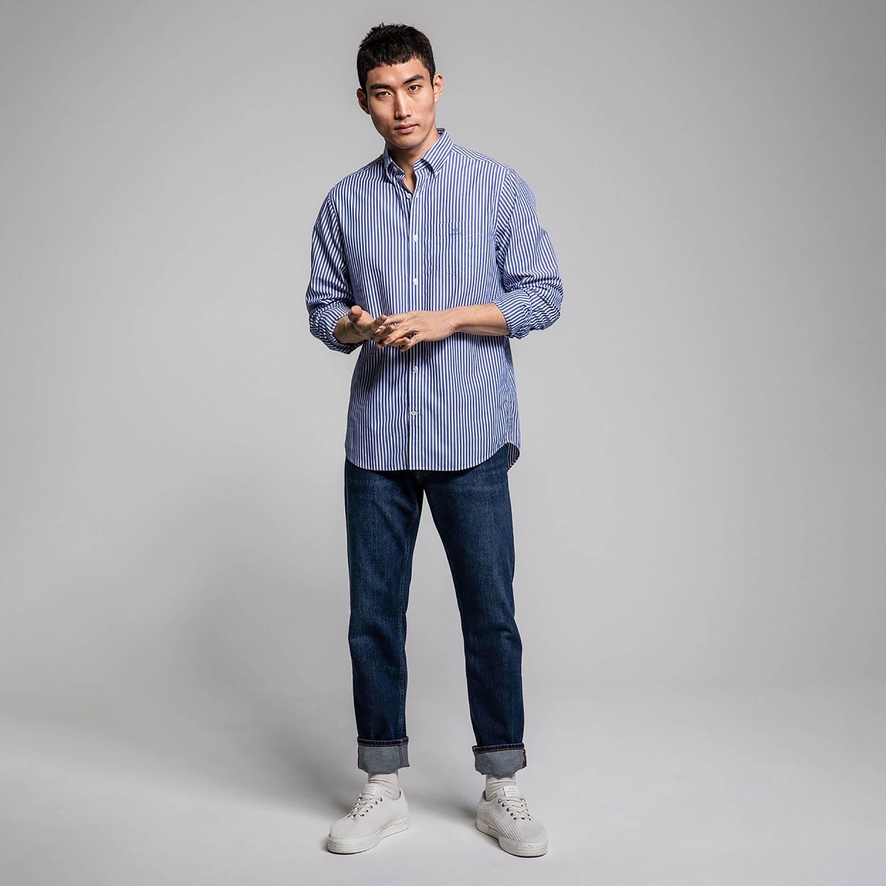Gant Regular Fit Striped Button-Down Collar Long Sleeves Men's Shirt-men-clothing-shirts-image-2