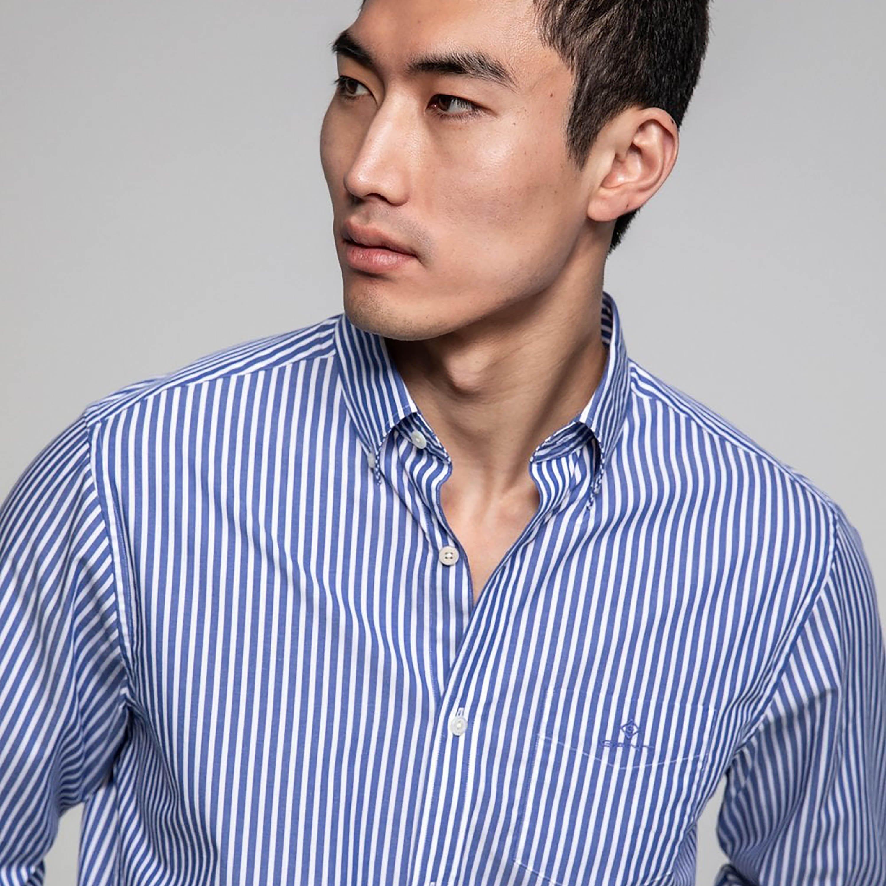 Gant Regular Fit Striped Button-Down Collar Long Sleeves Men's Shirt-men-clothing-shirts-image-3