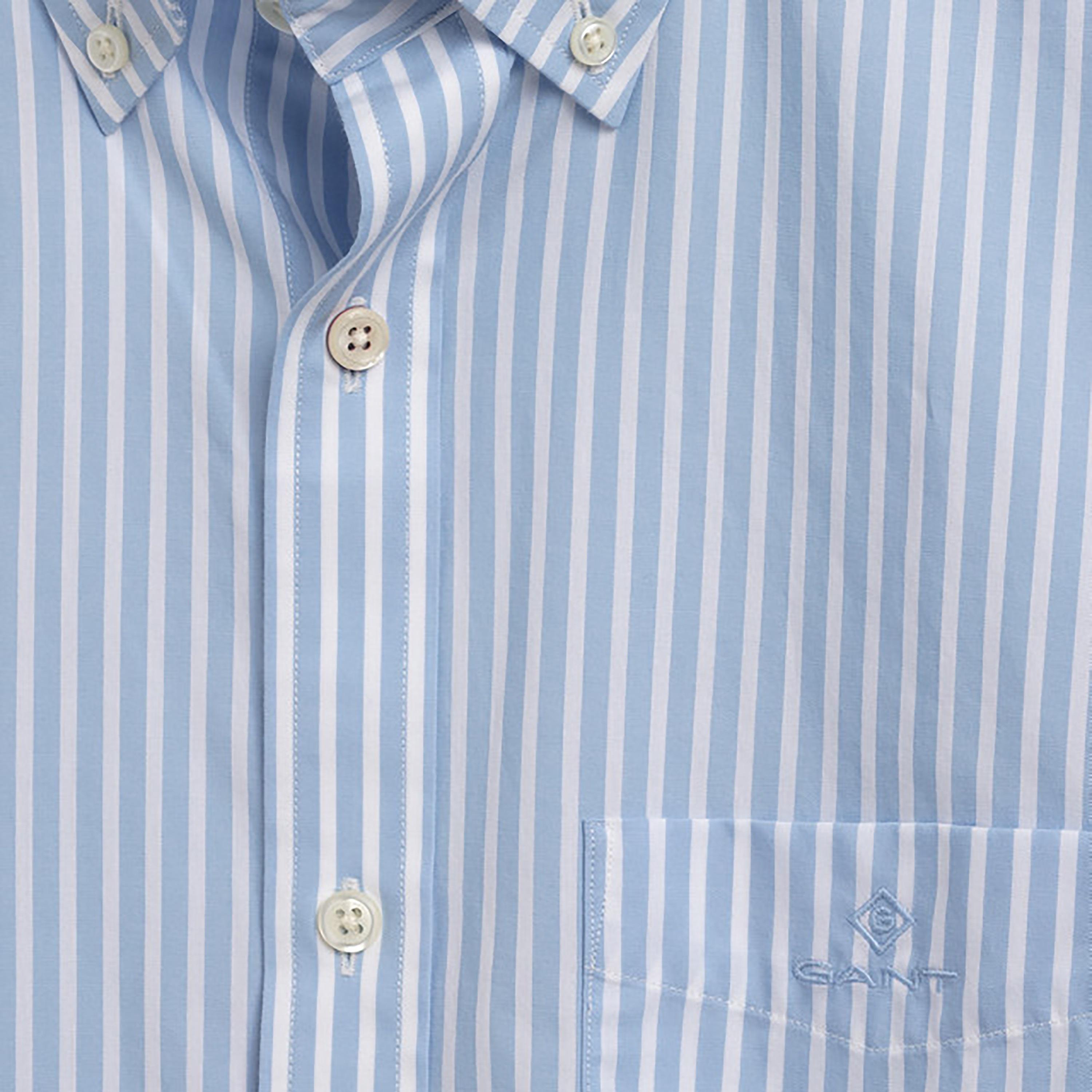 Gant Striped Button Down Collar Short Sleeves Shirt with Patch Pocket-men-clothing-shirts-image-2