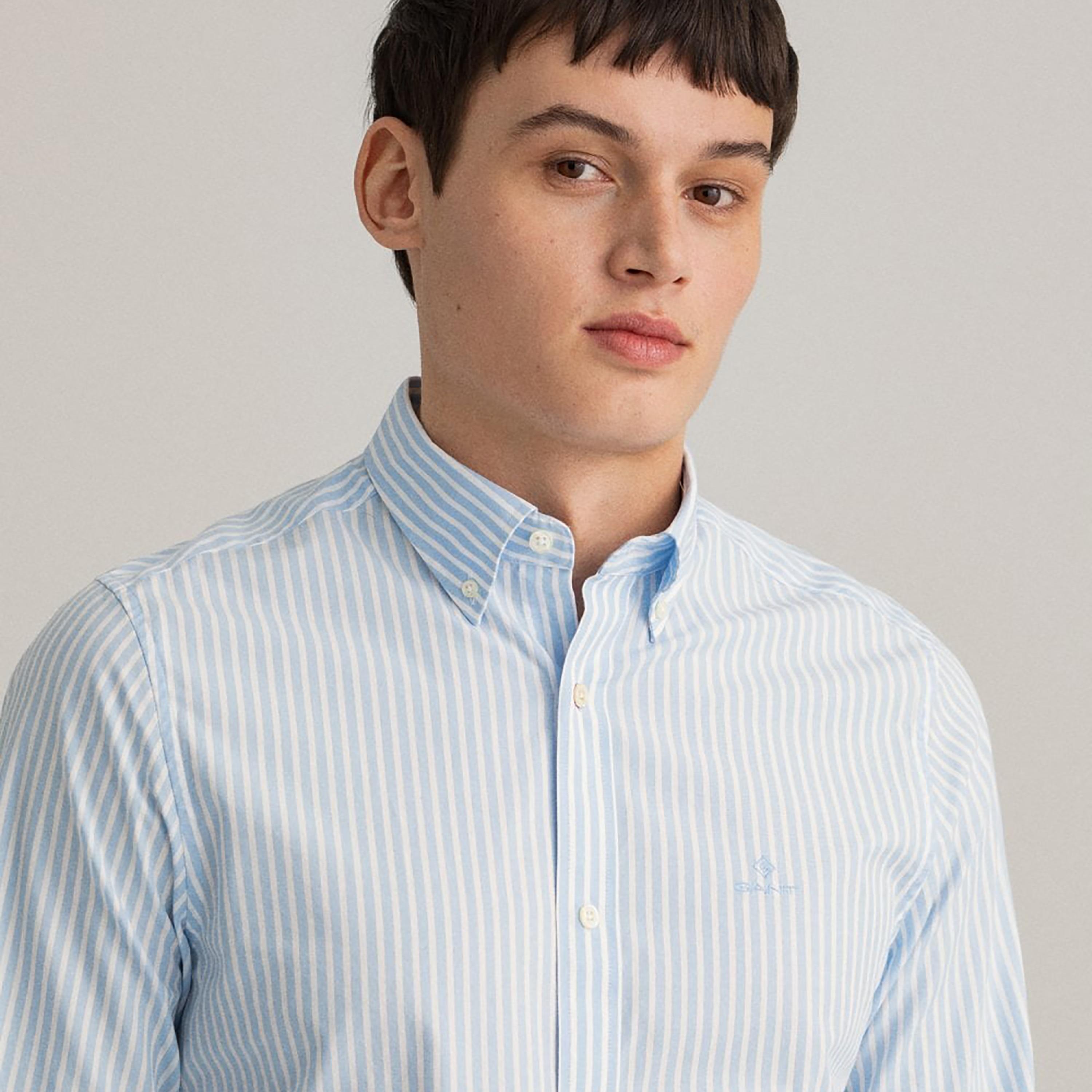 Gant Striped Button Down Collar Long Sleeves Shirt with Patch Pocket-men-clothing-shirts-image-3