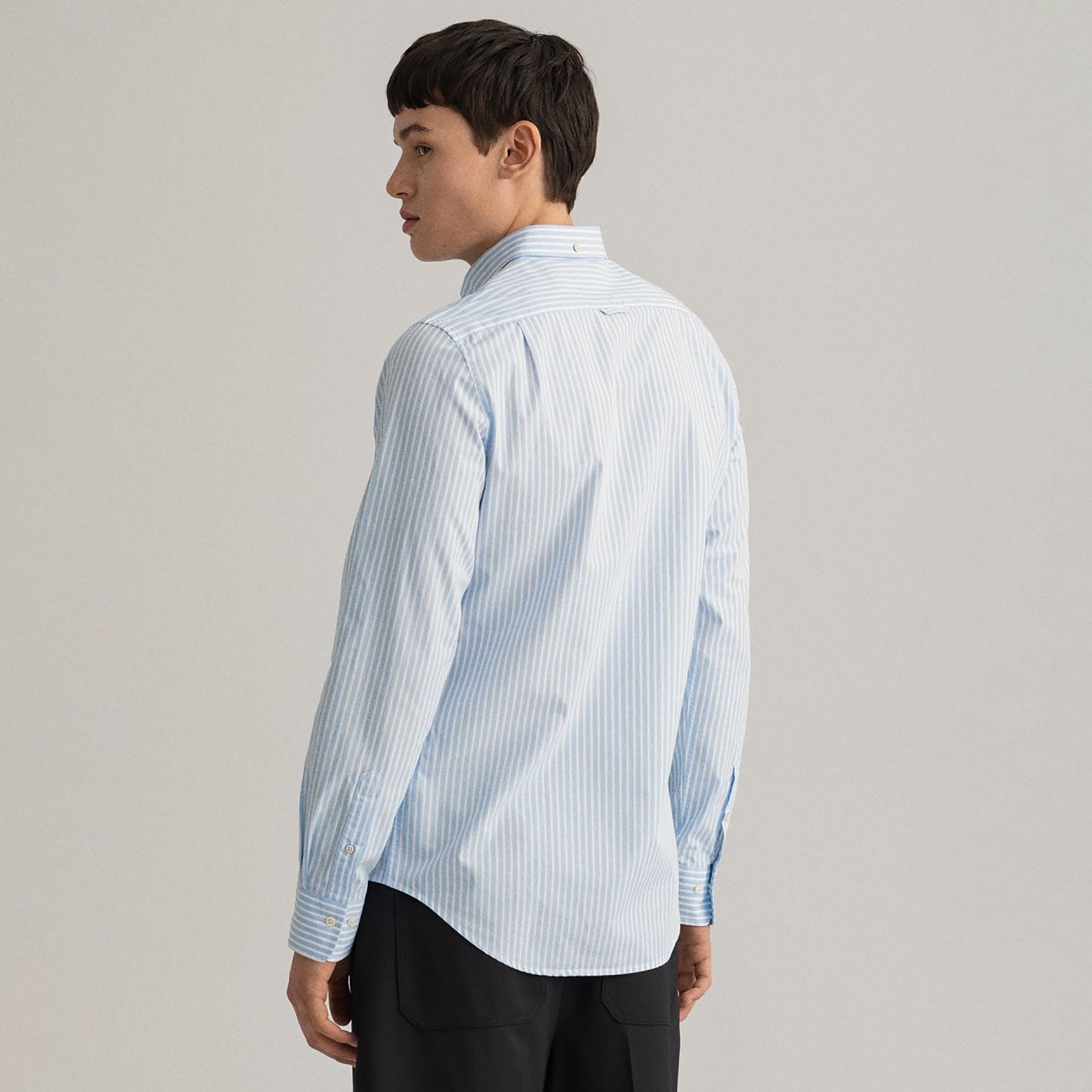 Gant Striped Button Down Collar Long Sleeves Shirt with Patch Pocket-men-clothing-shirts-image-4