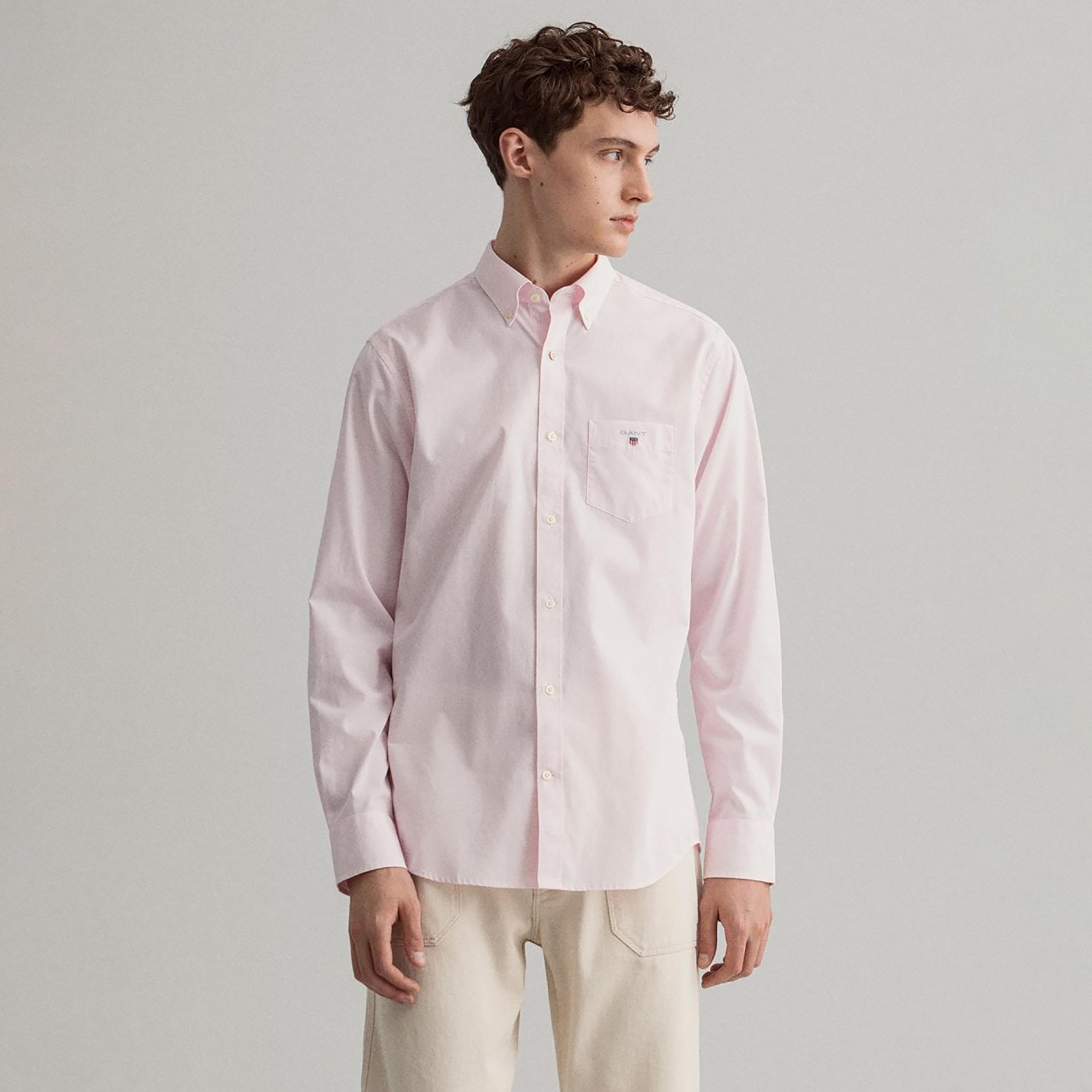 Gant Banker Striped Button Down Collar Long Sleeves Shirt with Patch Pocket-men-clothing-shirts-image-1