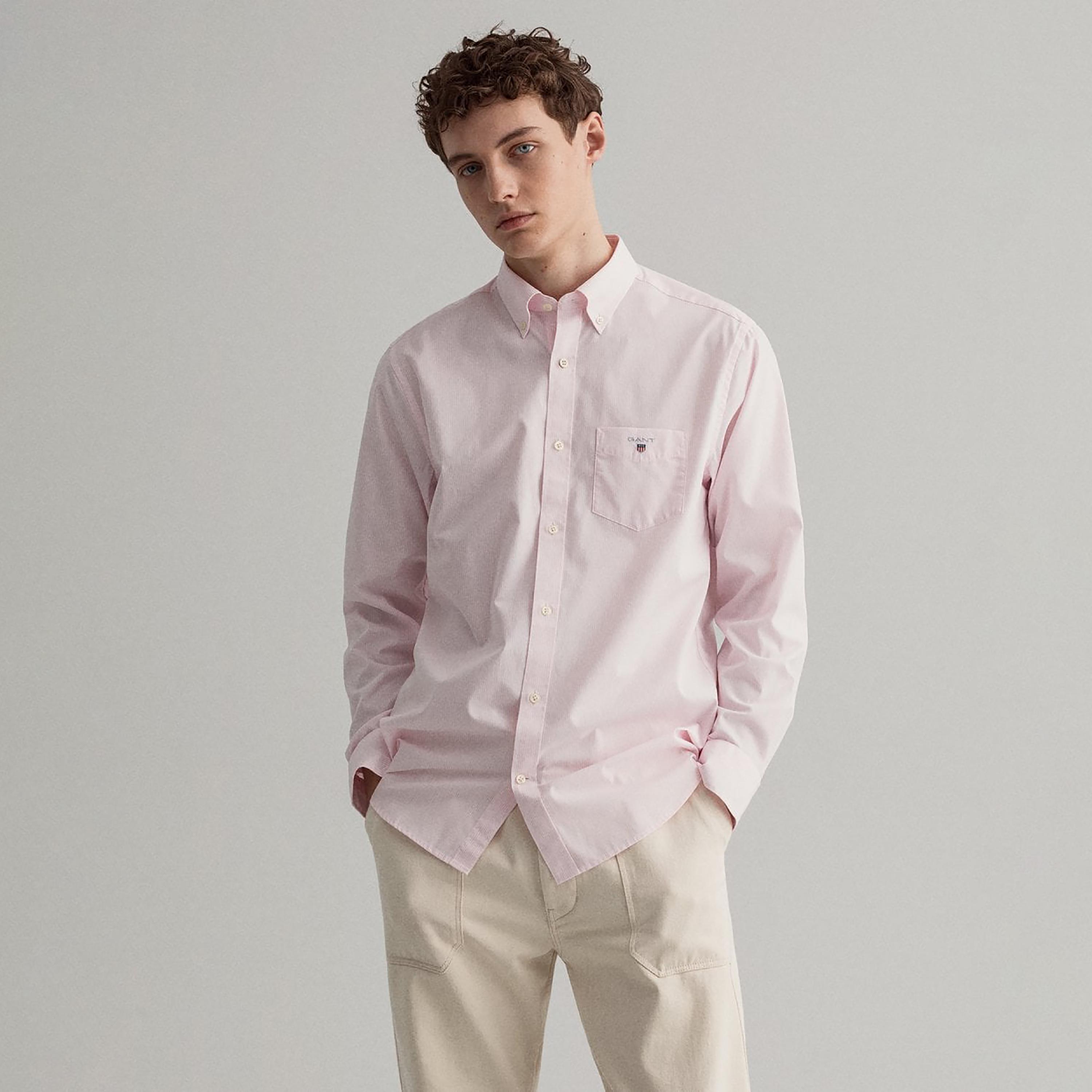 Gant Banker Striped Button Down Collar Long Sleeves Shirt with Patch Pocket-men-clothing-shirts-image-2