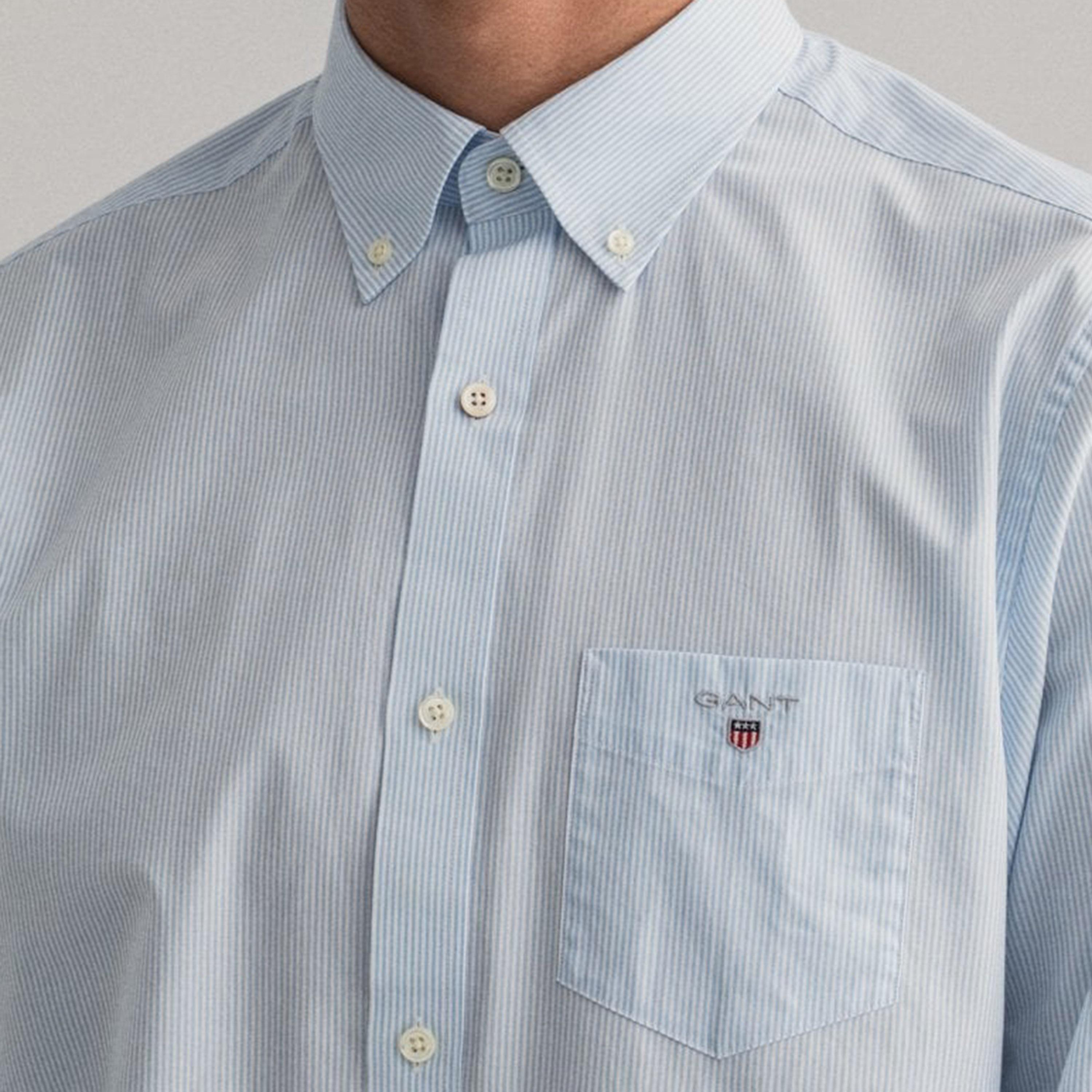قميص من جانت بانكر مخطط بأكمام طويلة وياقة بأزرار سفلية وجيب رقعة-men-clothing-shirts-image-2