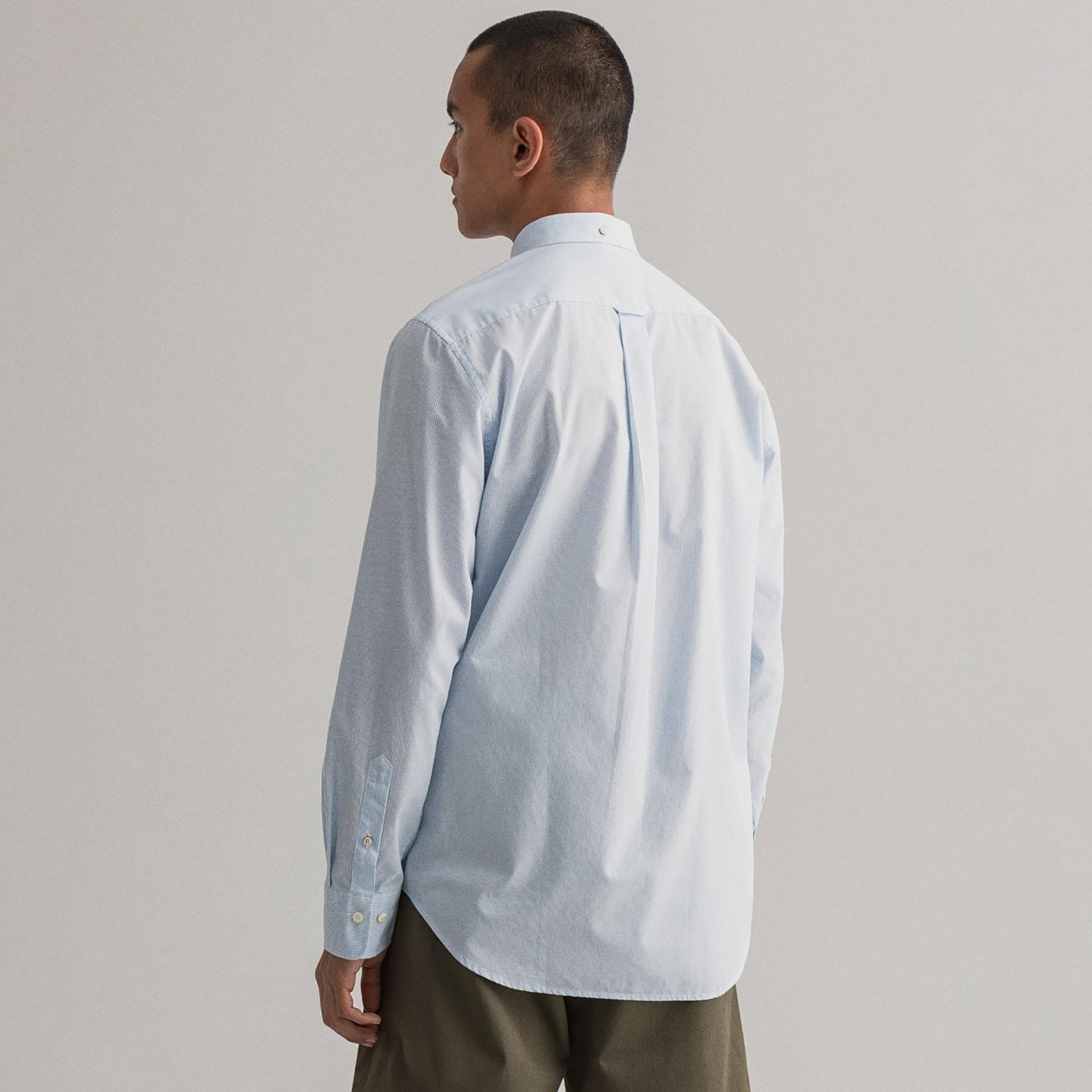 Gant Banker Striped Button Down Collar Long Sleeves Shirt with Patch Pocket-men-clothing-shirts-image-4