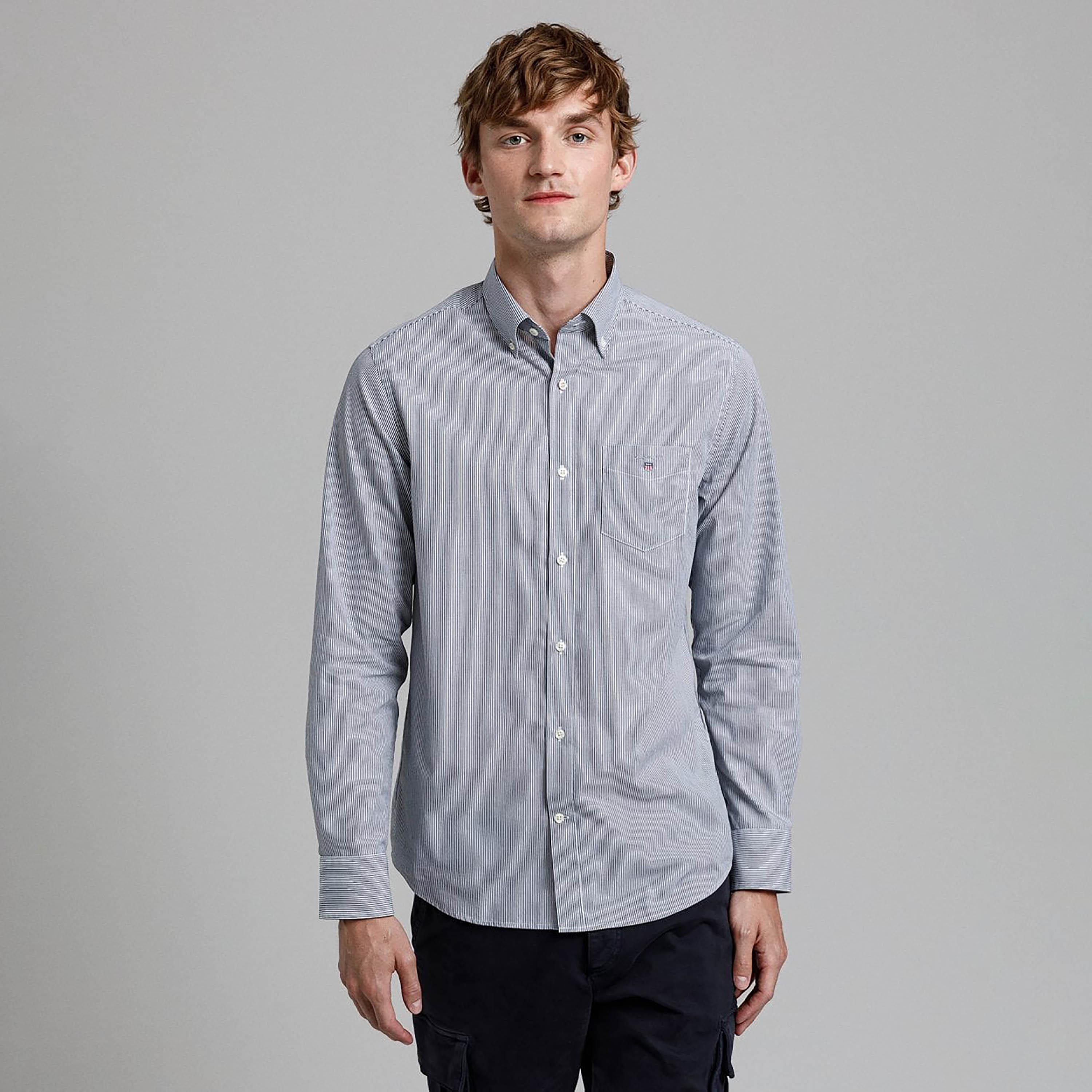 Gant Striped Regular Fit Long Sleeves Broadcloth Button-Down Collar Men's Shirt-men-clothing-shirts-image-1