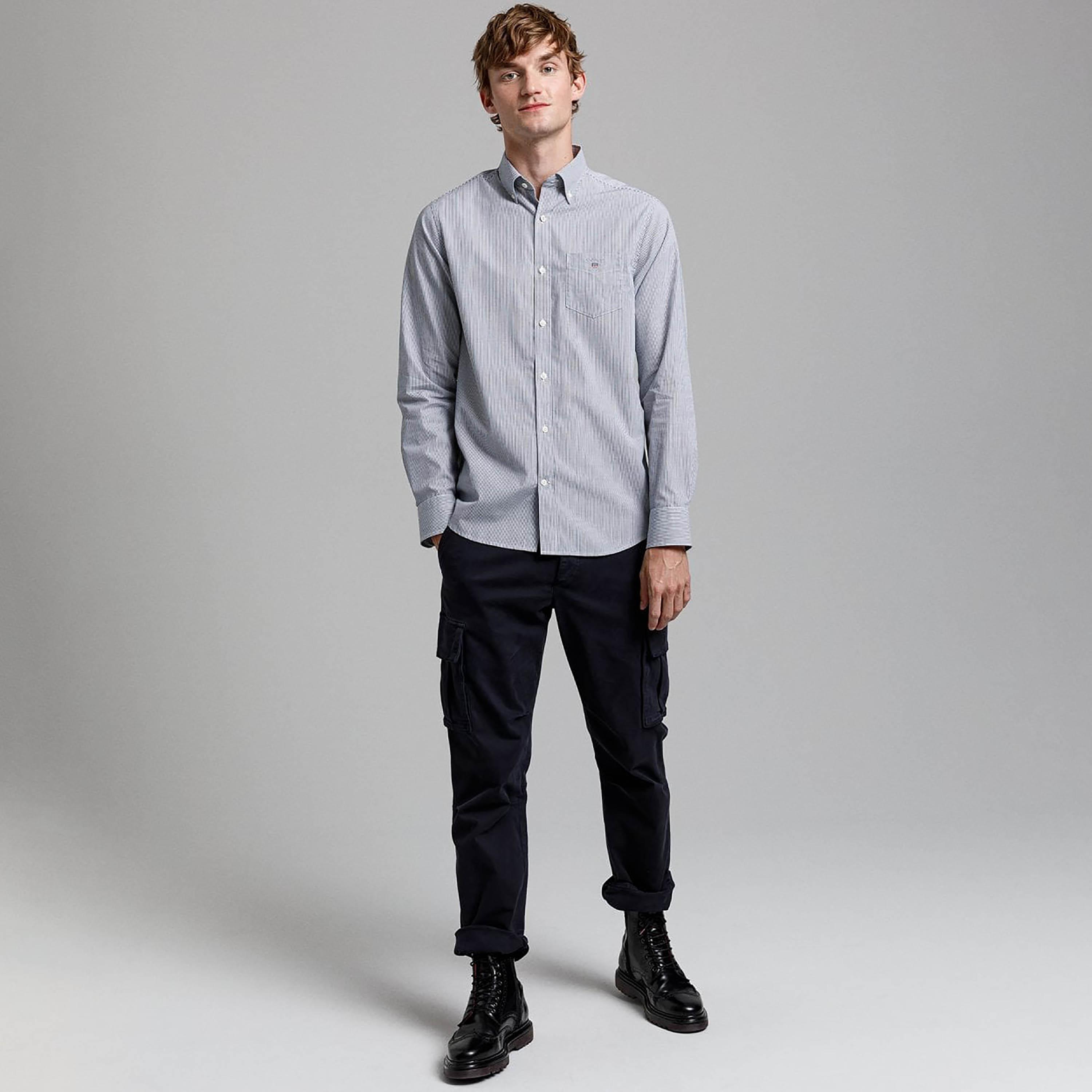 Gant Striped Regular Fit Long Sleeves Broadcloth Button-Down Collar Men's Shirt-men-clothing-shirts-image-2