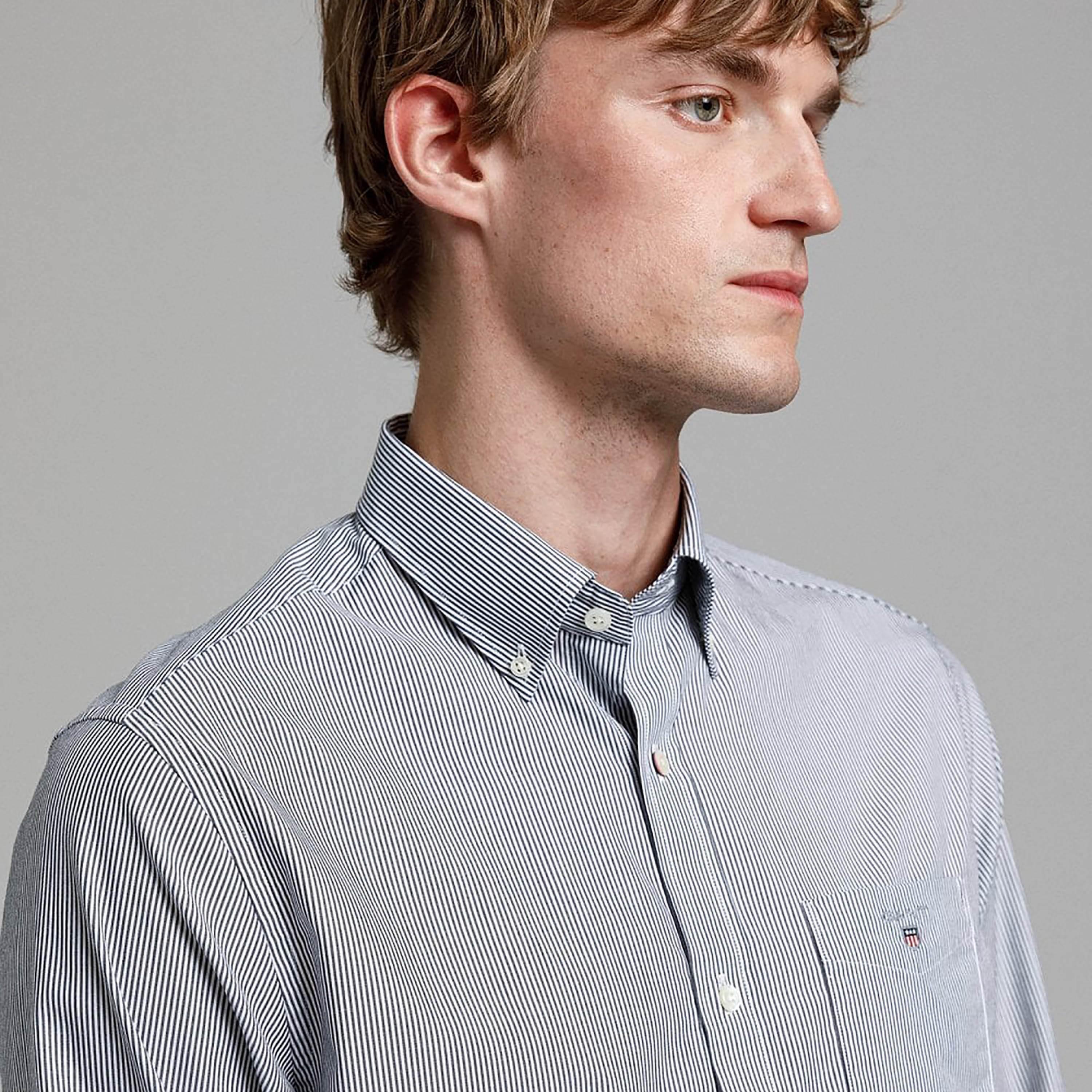 Gant Striped Regular Fit Long Sleeves Broadcloth Button-Down Collar Men's Shirt-men-clothing-shirts-image-3