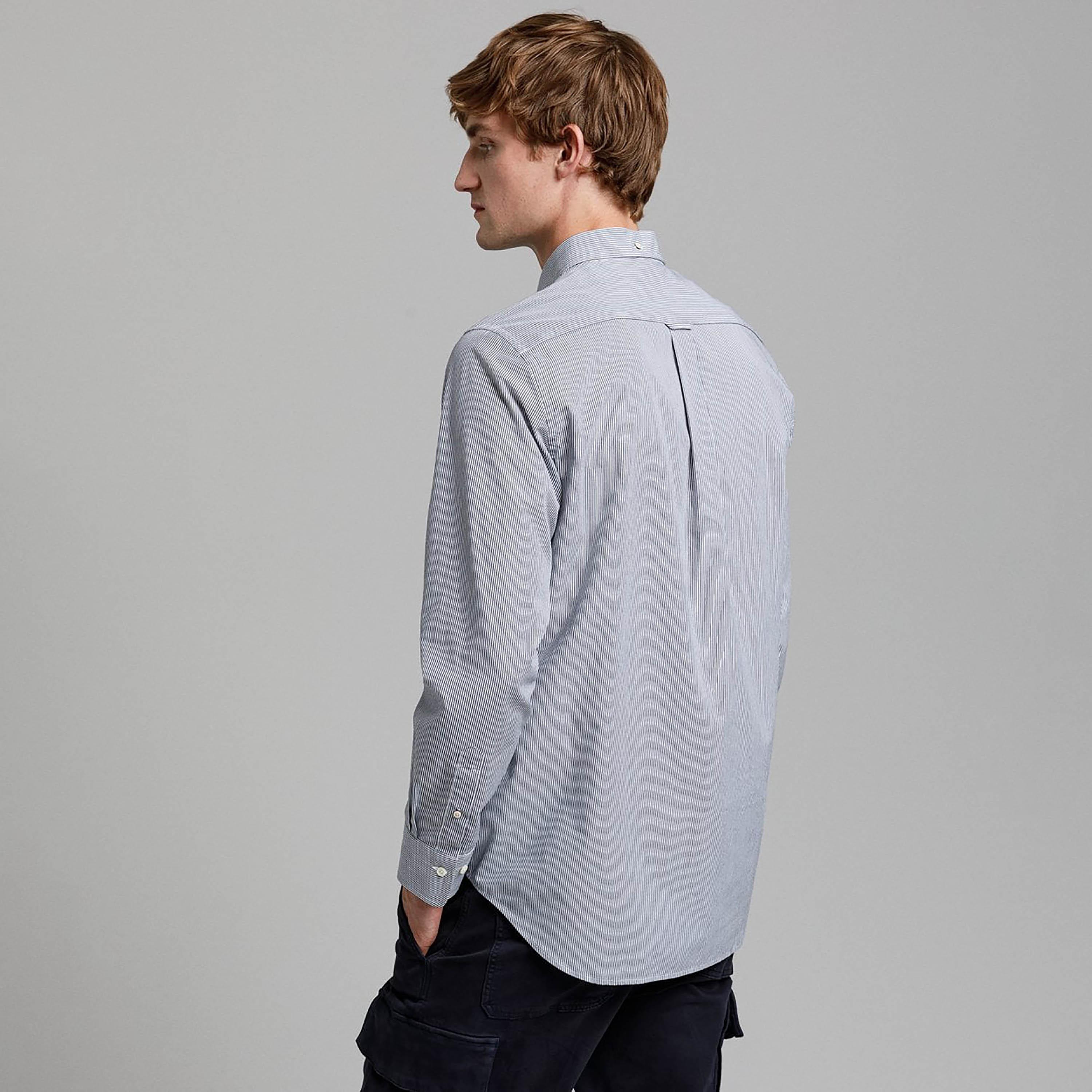 Gant Striped Regular Fit Long Sleeves Broadcloth Button-Down Collar Men's Shirt-men-clothing-shirts-image-4