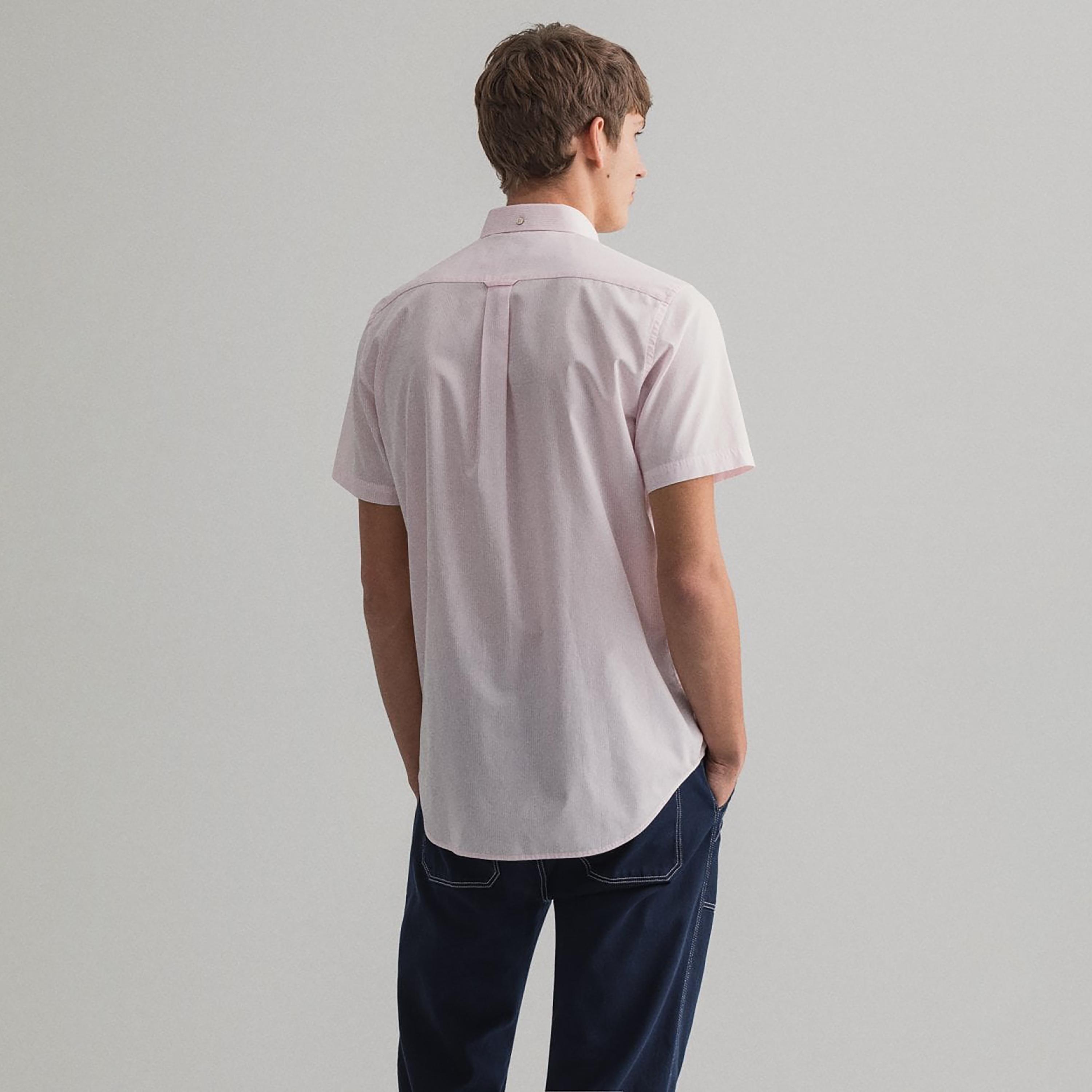 قميص من جانت بانكر مخطط بأكمام قصيرة وياقة بأزرار سفلية وجيب رقعة-men-clothing-shirts-image-5